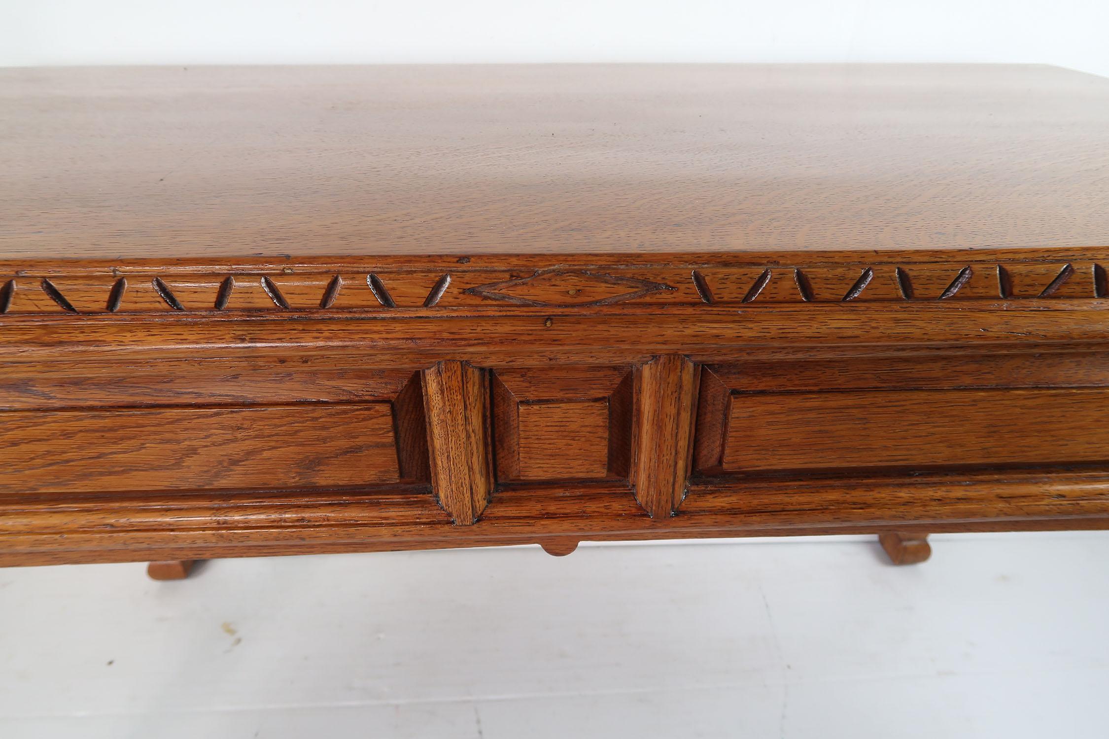 Antique Aesthetic Style Oak Library Table or Desk, circa 1900 In Good Condition In St Annes, Lancashire