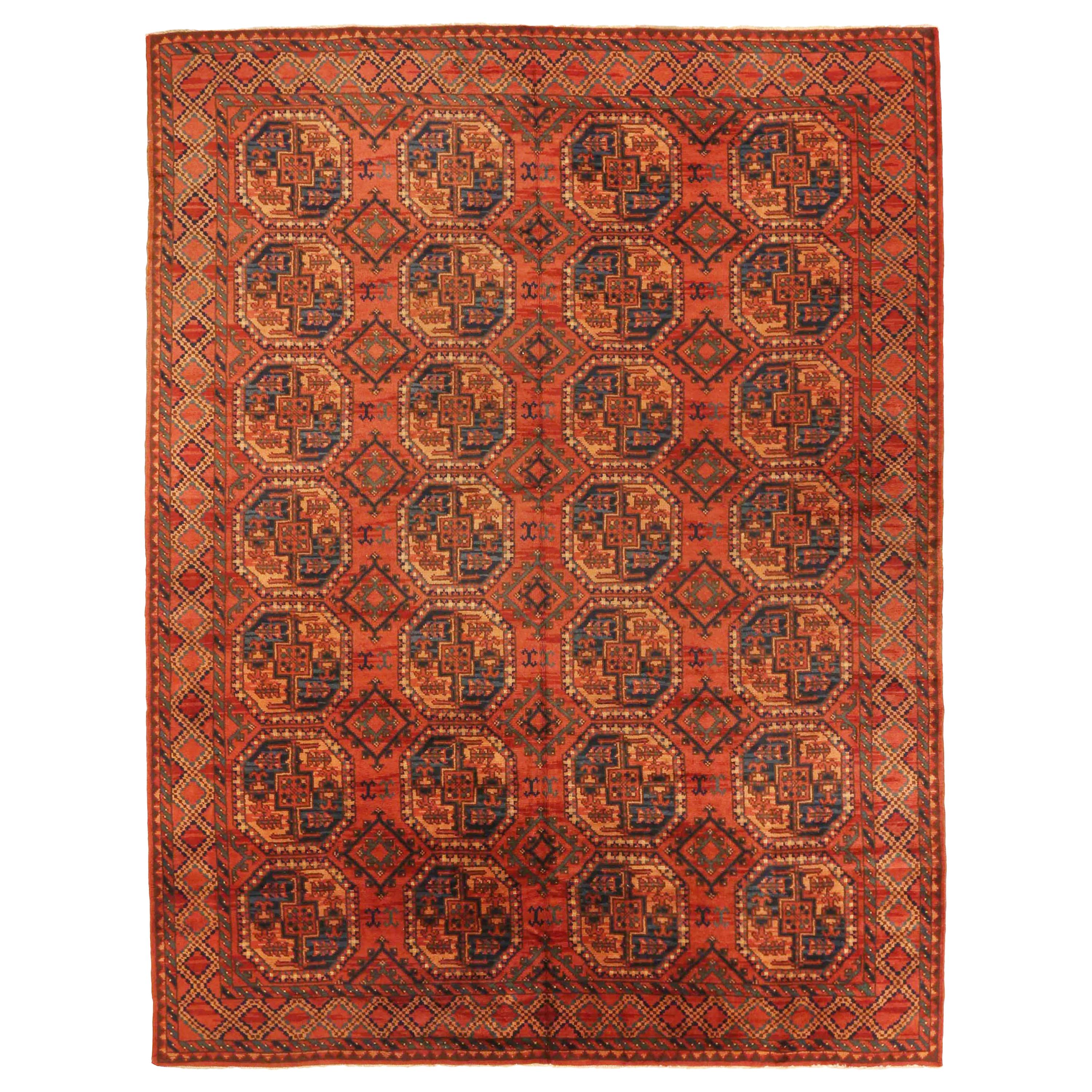 Antique Afghan Area Rug Bashir Design For Sale