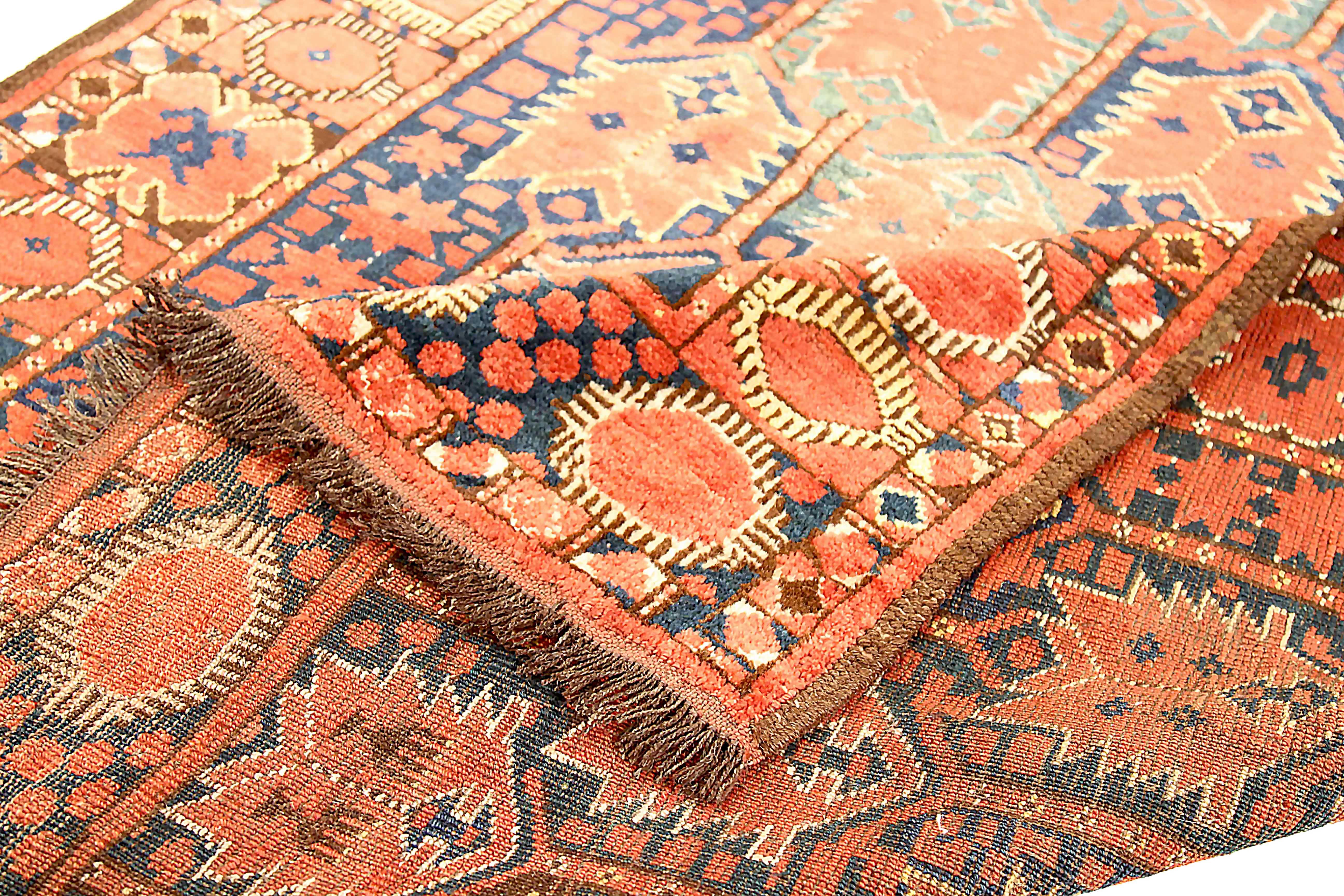 Hand-Woven Antique Afghan Area Rug Bashir Design For Sale