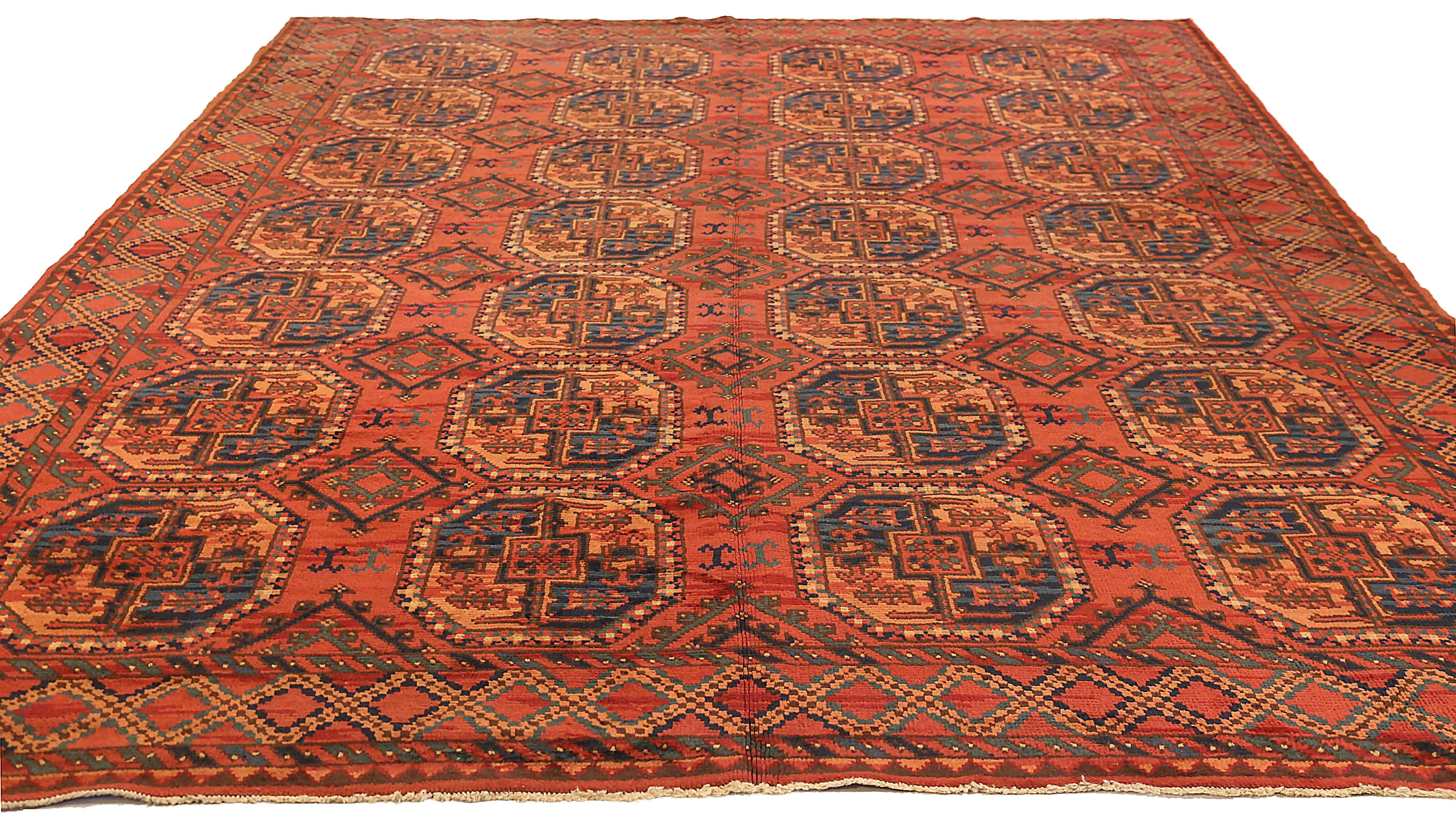 Antique Afghan area rug handwoven from the finest sheep’s wool. It’s colored with all-natural vegetable dyes that are safe for humans and pets. It’s a traditional Bashir design handwoven by expert artisans.
It’s a lovely area rug that can be