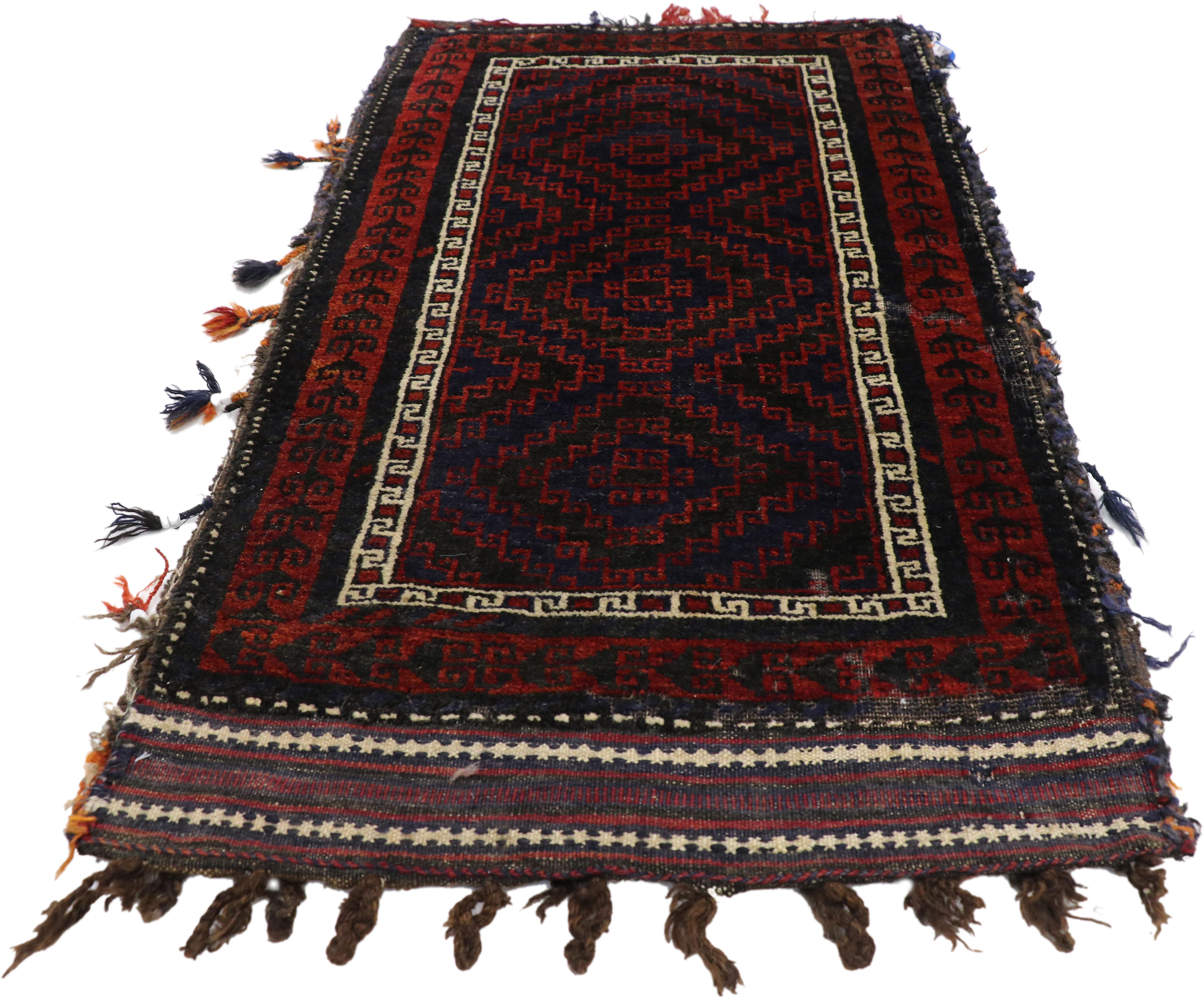 Tribal Ancien sac baluch afghan ancien Balisht, tenture murale nomade, tapisserie de style tribal en vente