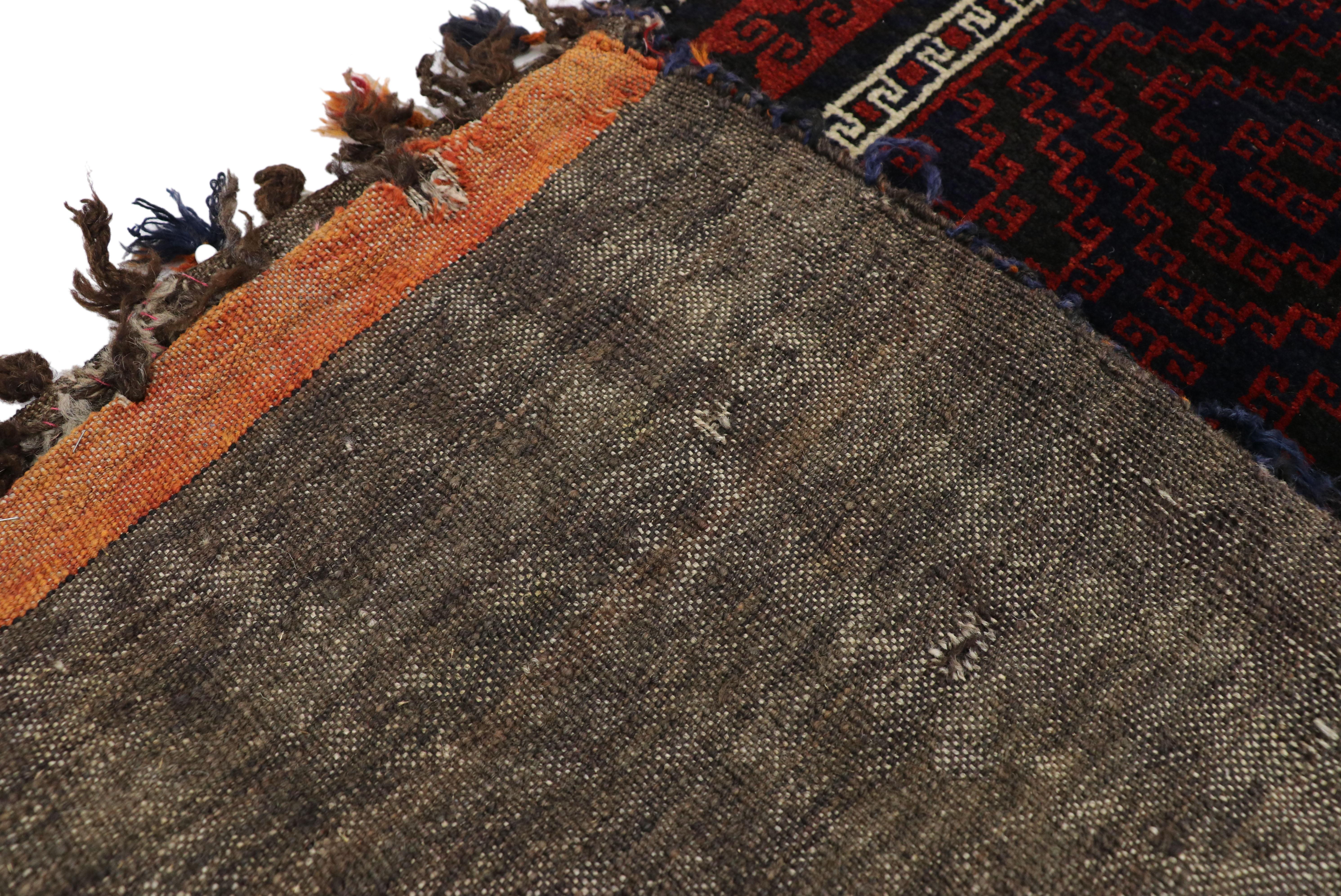 Noué à la main Ancien sac baluch afghan ancien Balisht, tenture murale nomade, tapisserie de style tribal en vente