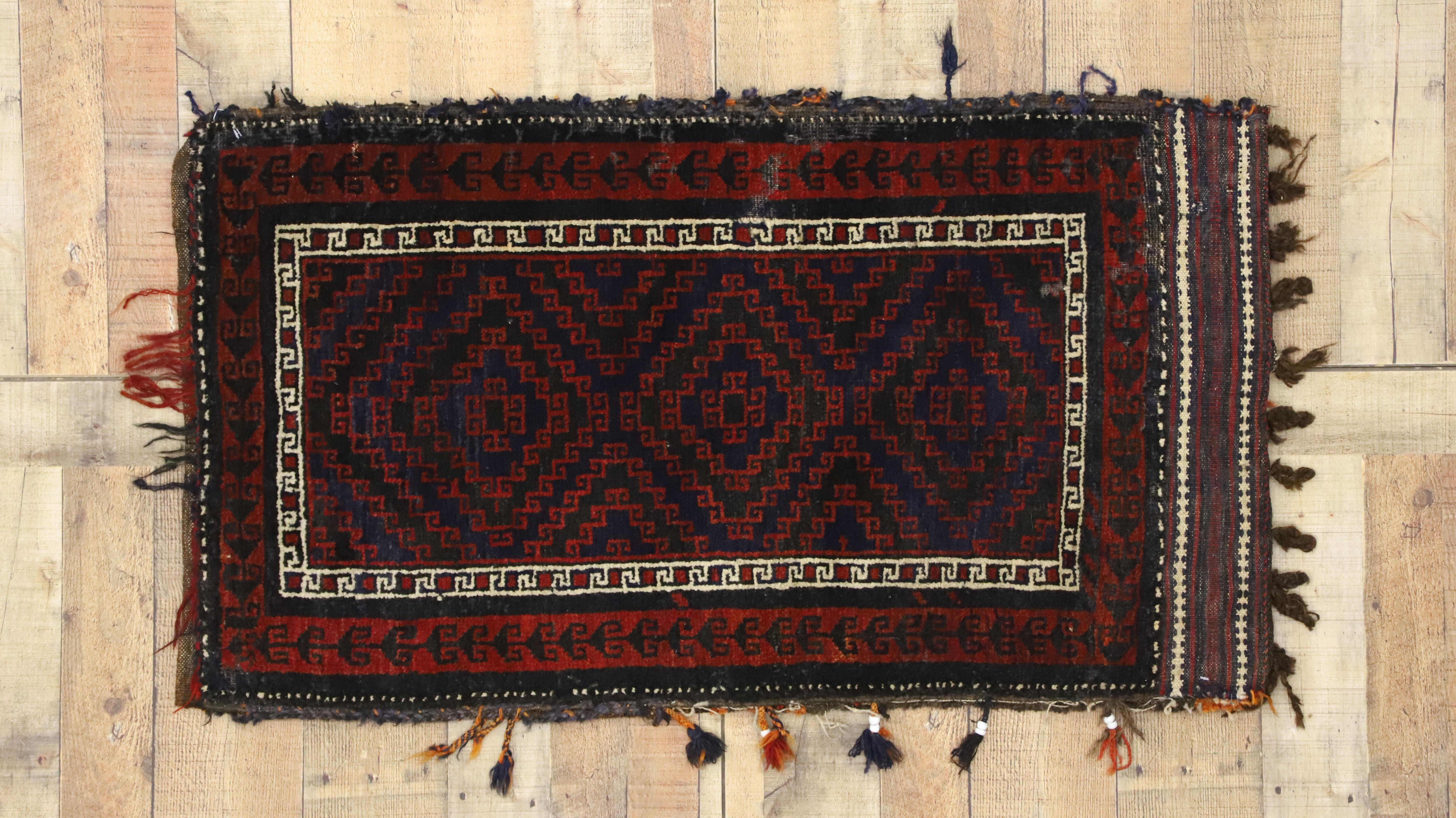 Wool Antique Afghan Baluch Balisht Bag, Nomadic Wall Hanging, Tribal Style Tapestry For Sale