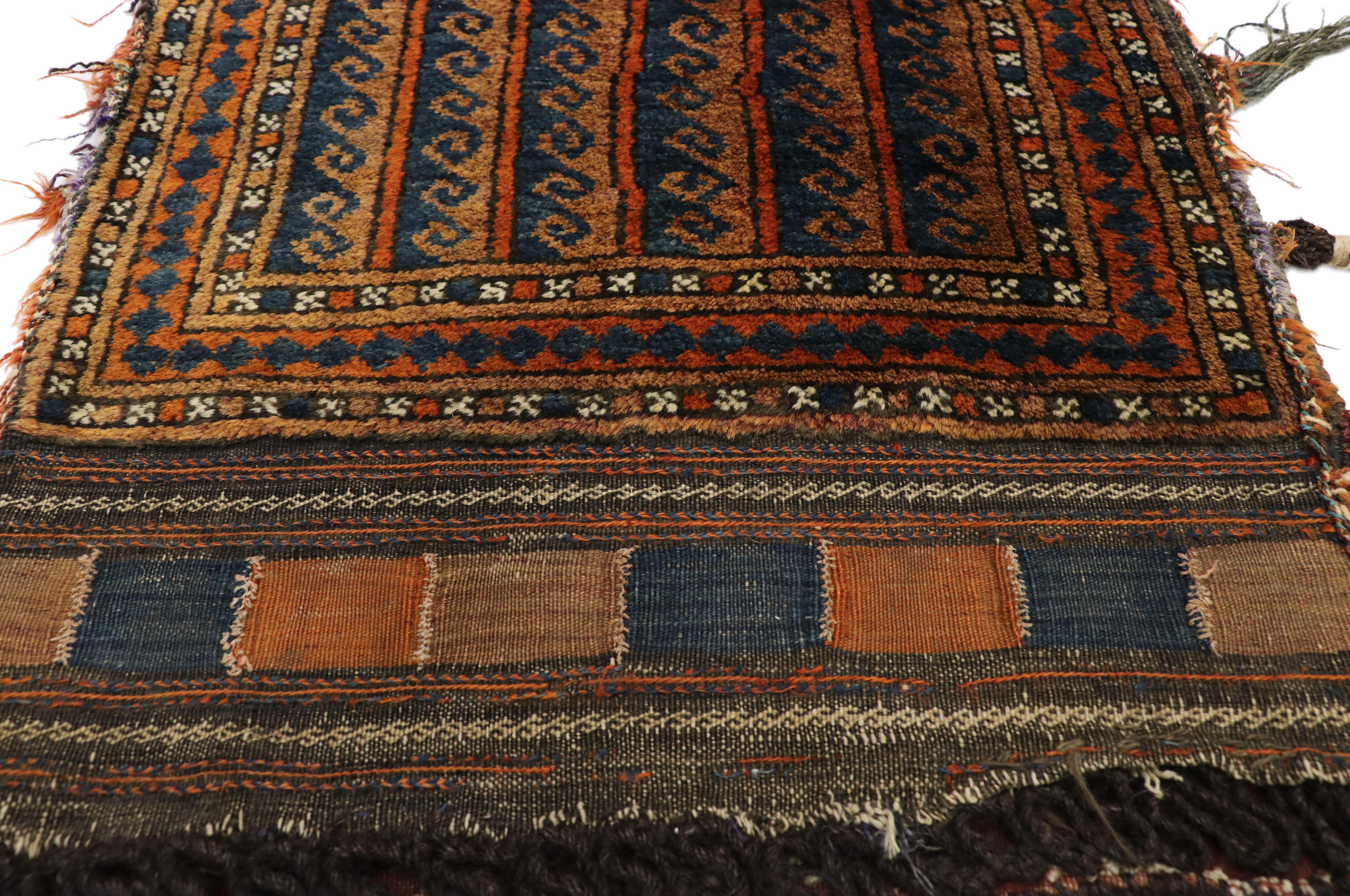 Hand-Knotted Antique Afghan Baluch Balisht Bag, Tribal Style Tapestry, Nomadic Wall Hanging