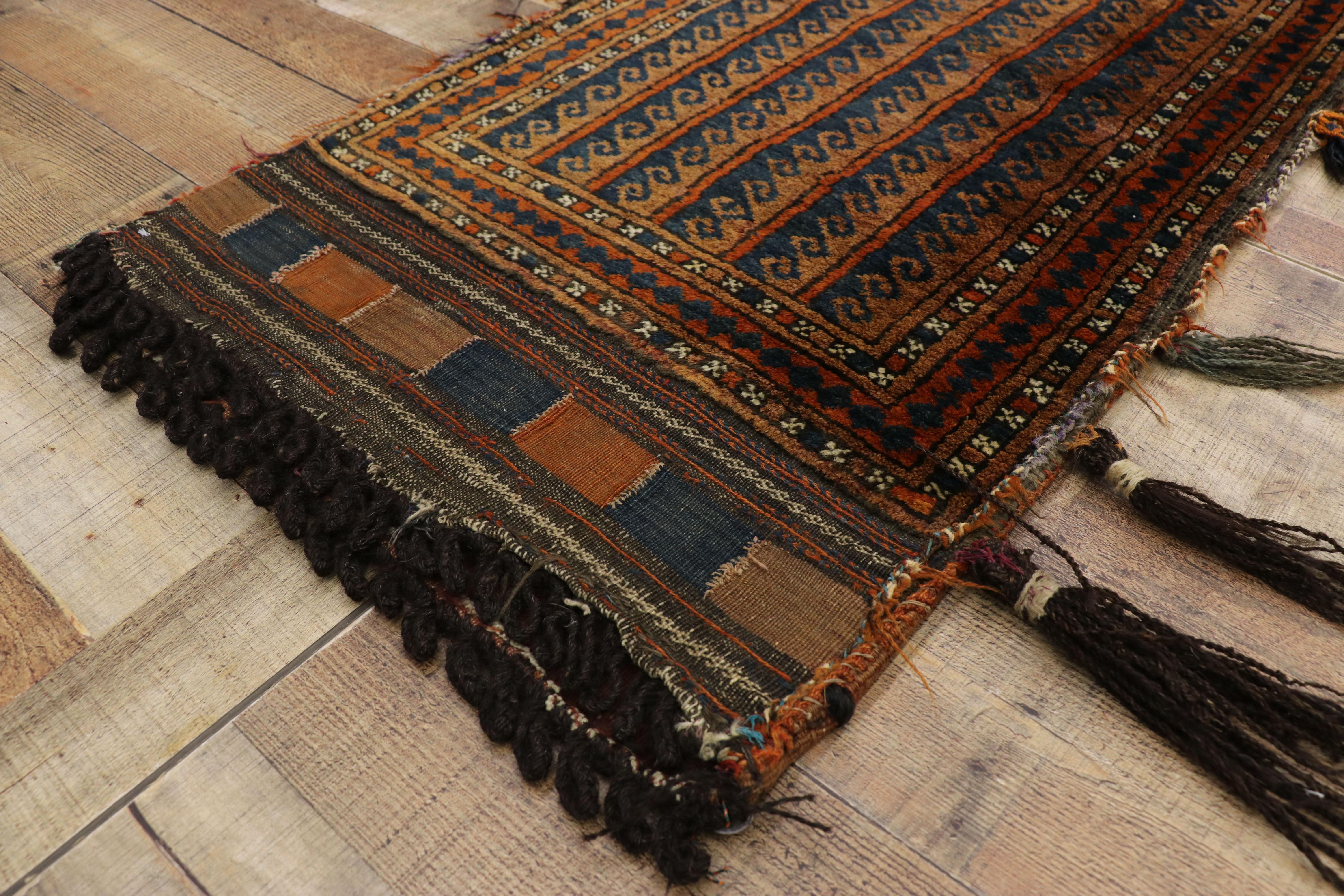 20th Century Antique Afghan Baluch Balisht Bag, Tribal Style Tapestry, Nomadic Wall Hanging