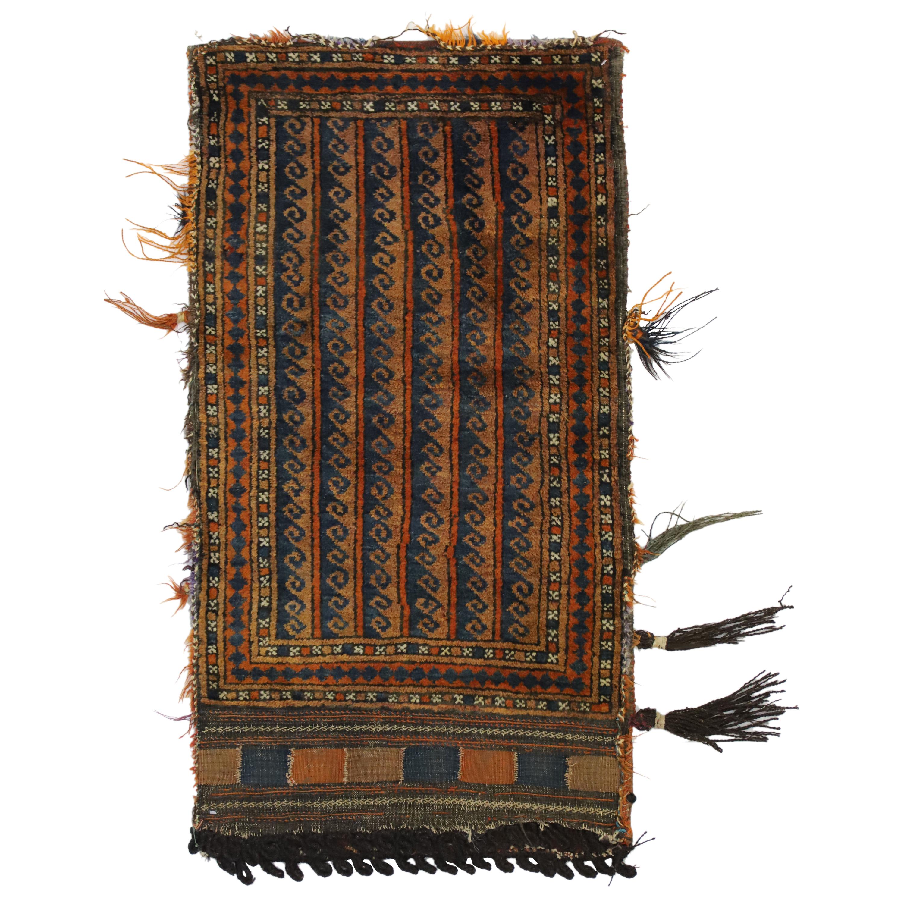 Antique Afghan Baluch Balisht Bag, Tribal Style Tapestry, Nomadic Wall Hanging