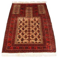 Antique Afghan Baluch Camel Ground Prayer Rug