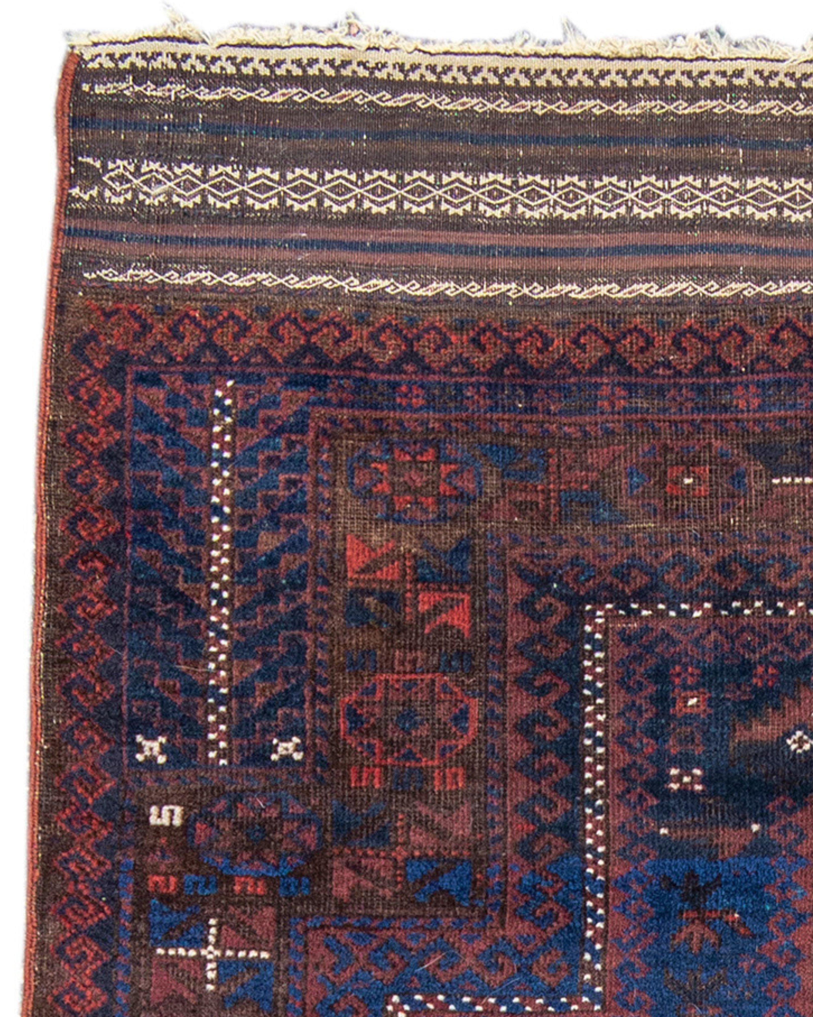 Hand-Knotted Antique Afghan Baluch Prayer Rug, Late 19th Century For Sale
