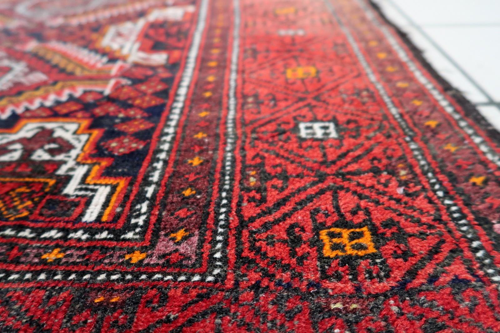 Antique Afghan Baluch Rug, 1920s, Hand-Knotted Wool, 3.1' x 6' - 1C1205 en venta 5