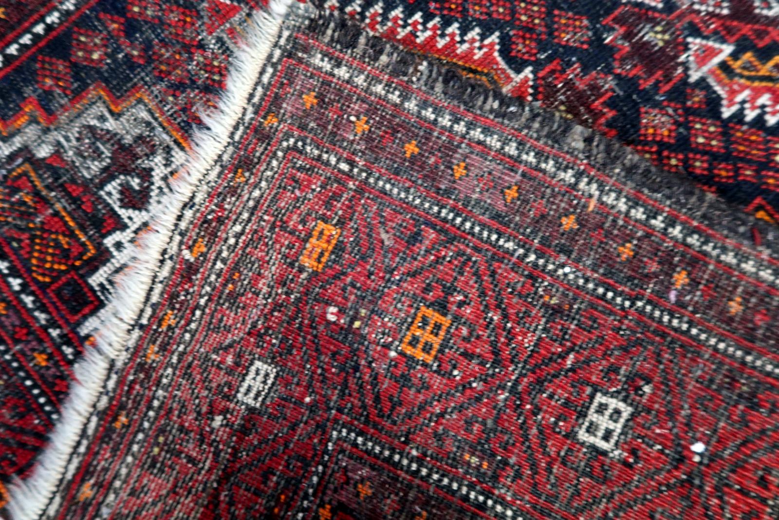 Antique Afghan Baluch Rug, 1920s, Hand-Knotted Wool, 3.1' x 6' - 1C1205 en venta 6