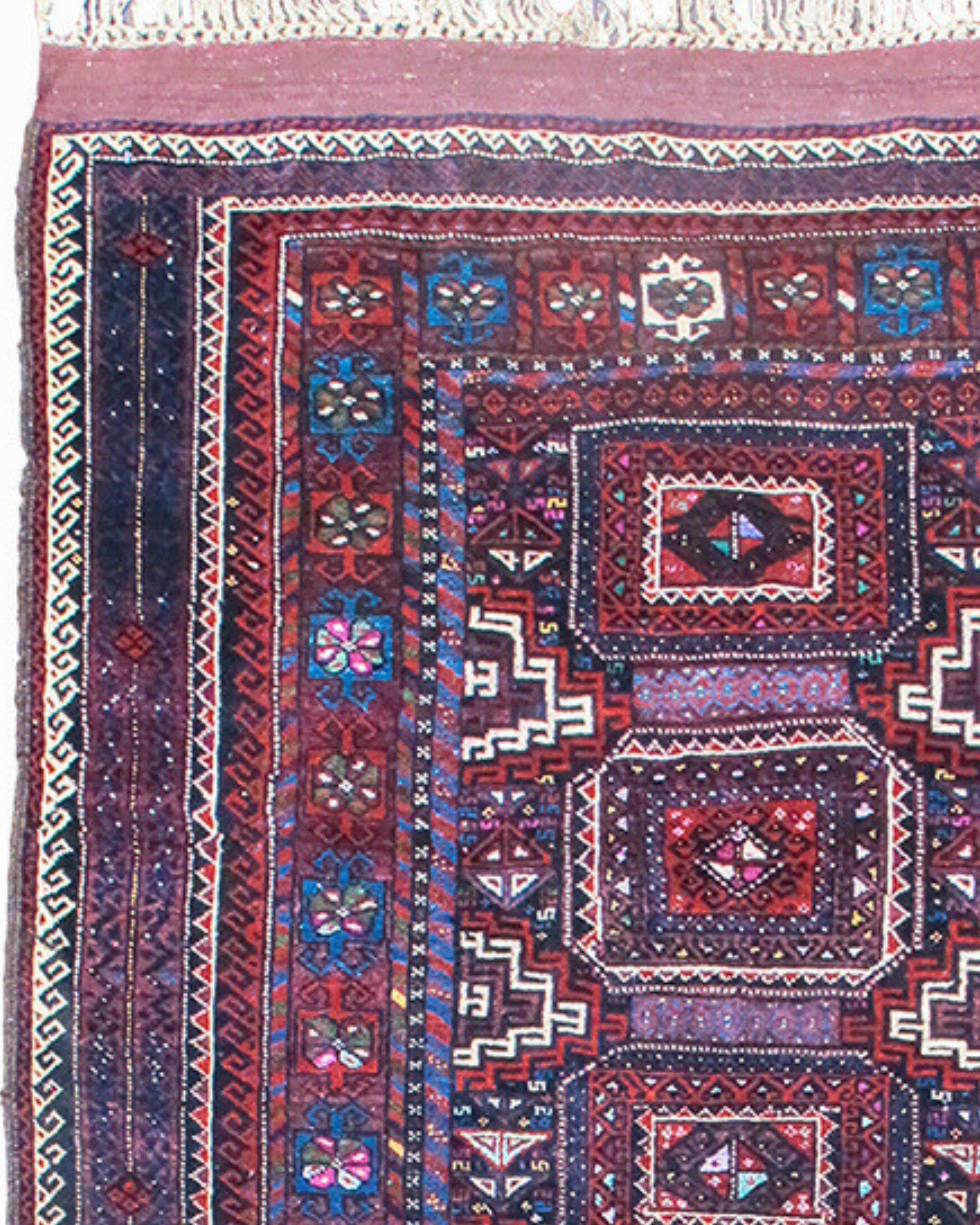 Hand-Woven Antique Afghan Baluch Rug, Early 20th Century For Sale