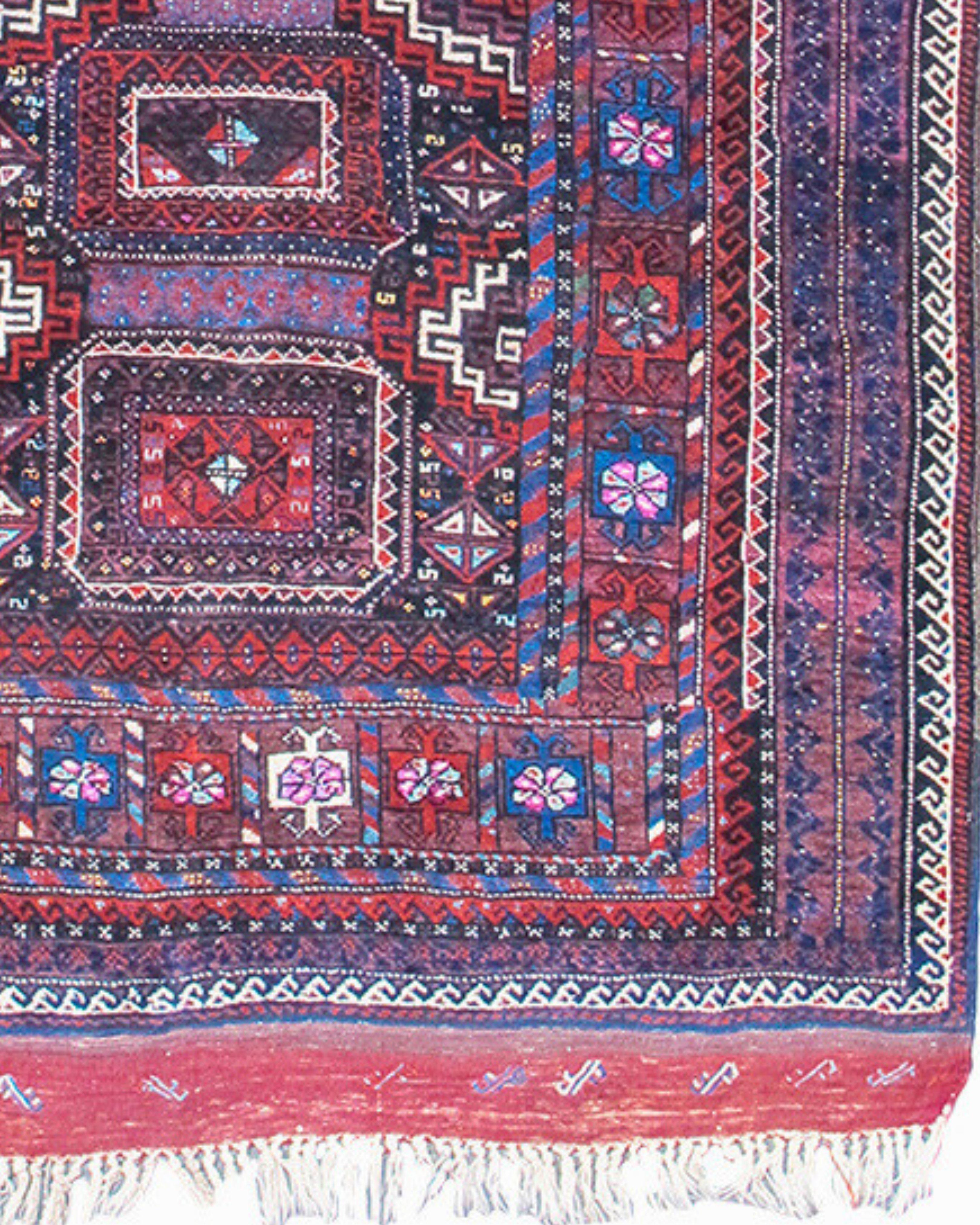 Wool Antique Afghan Baluch Rug, Early 20th Century For Sale