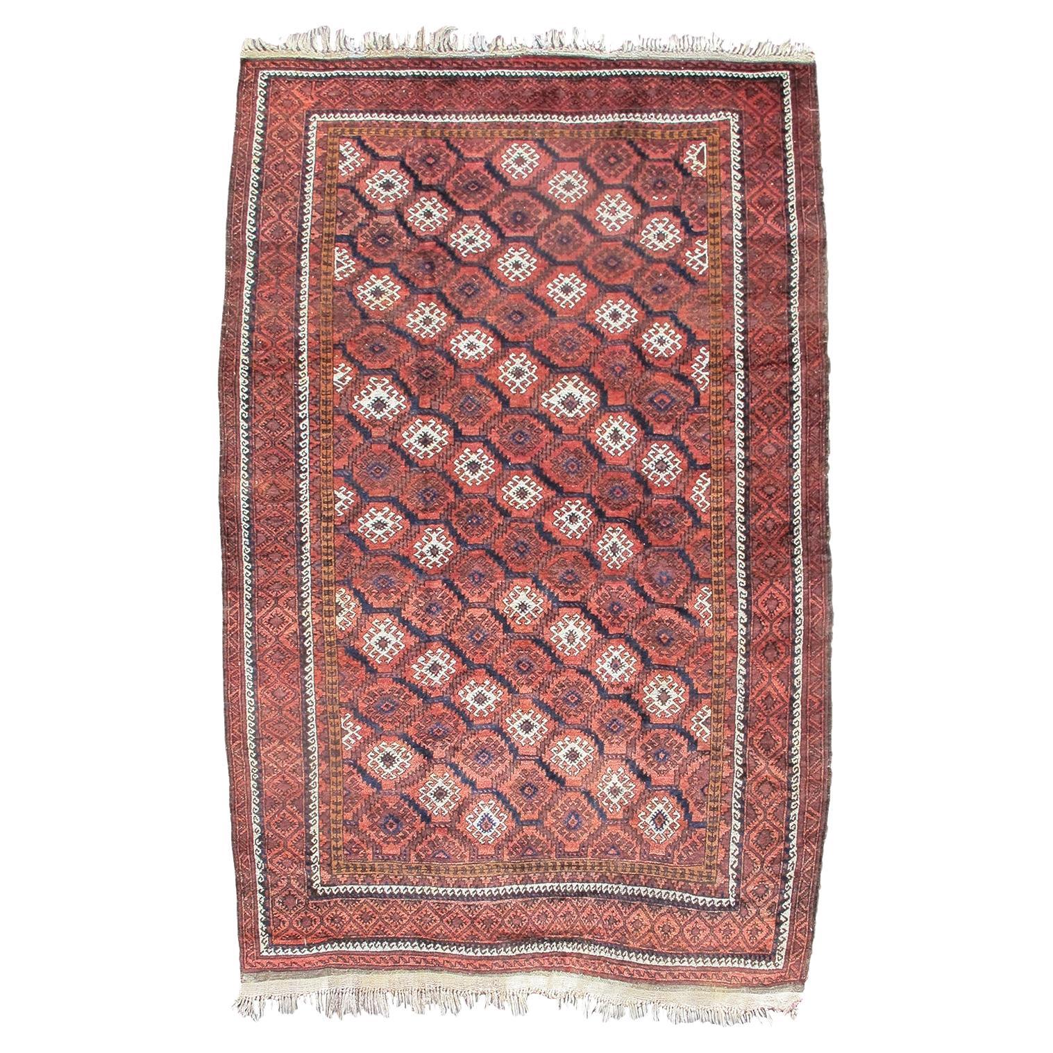 Antique Afghan Baluch Rug, Early 20th Century
