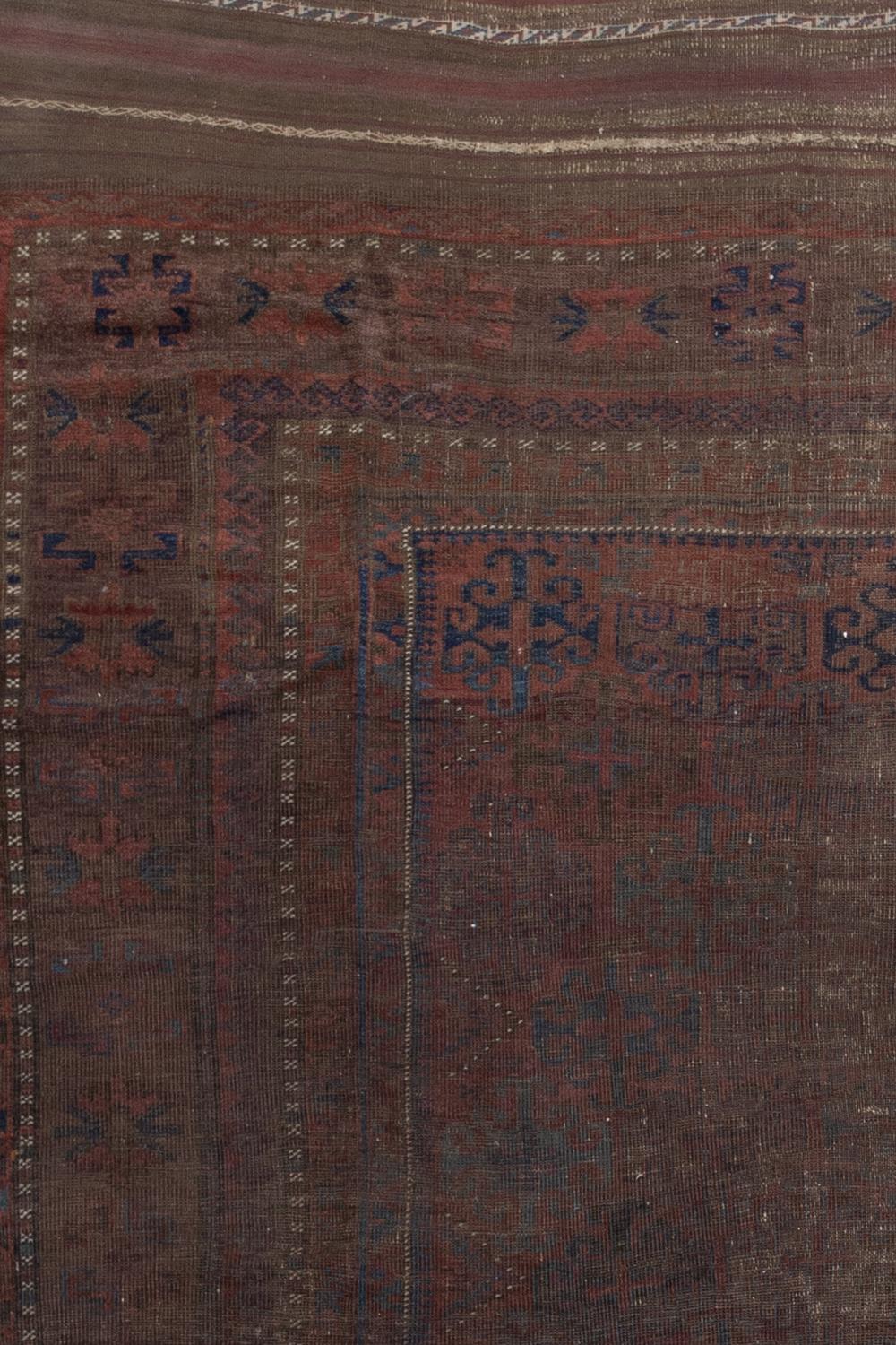 Age: circa 1890

Pile: Low

Wear Notes: 6

Material: Wool on wool

Vintage rugs are made by hand over the course of months, sometimes years. Their imperfections and wear are evidence of the hard working human hands that made them and the generations