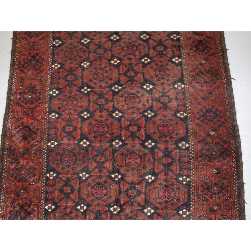 Antique Afghan Baluch Rug from Western Afghanistan In Good Condition For Sale In Moreton-In-Marsh, GB