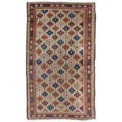 Antique Afghan Baluch Rug with Multicolored All-Over Starburst Design
