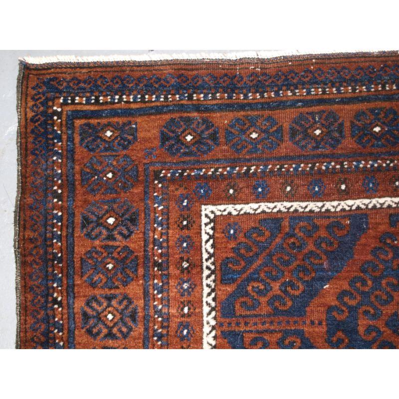 Antique Afghan Baluch Rug with Mushwani Design, circa 1900/20 In Fair Condition For Sale In Moreton-In-Marsh, GB
