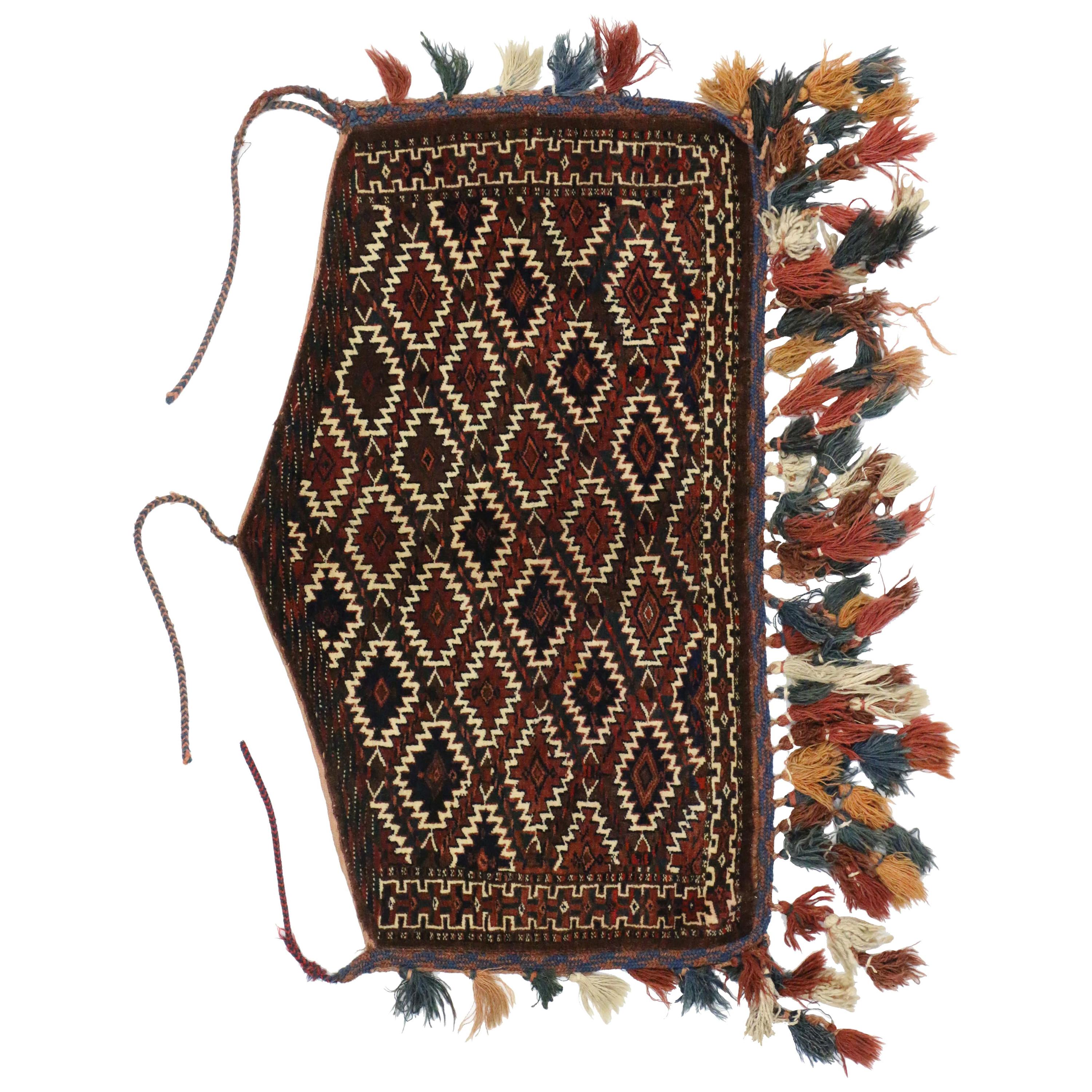 Antique Afghan Camel Trapping, Yomut Turkmen Wall Hanging, Tribal Textile For Sale 3