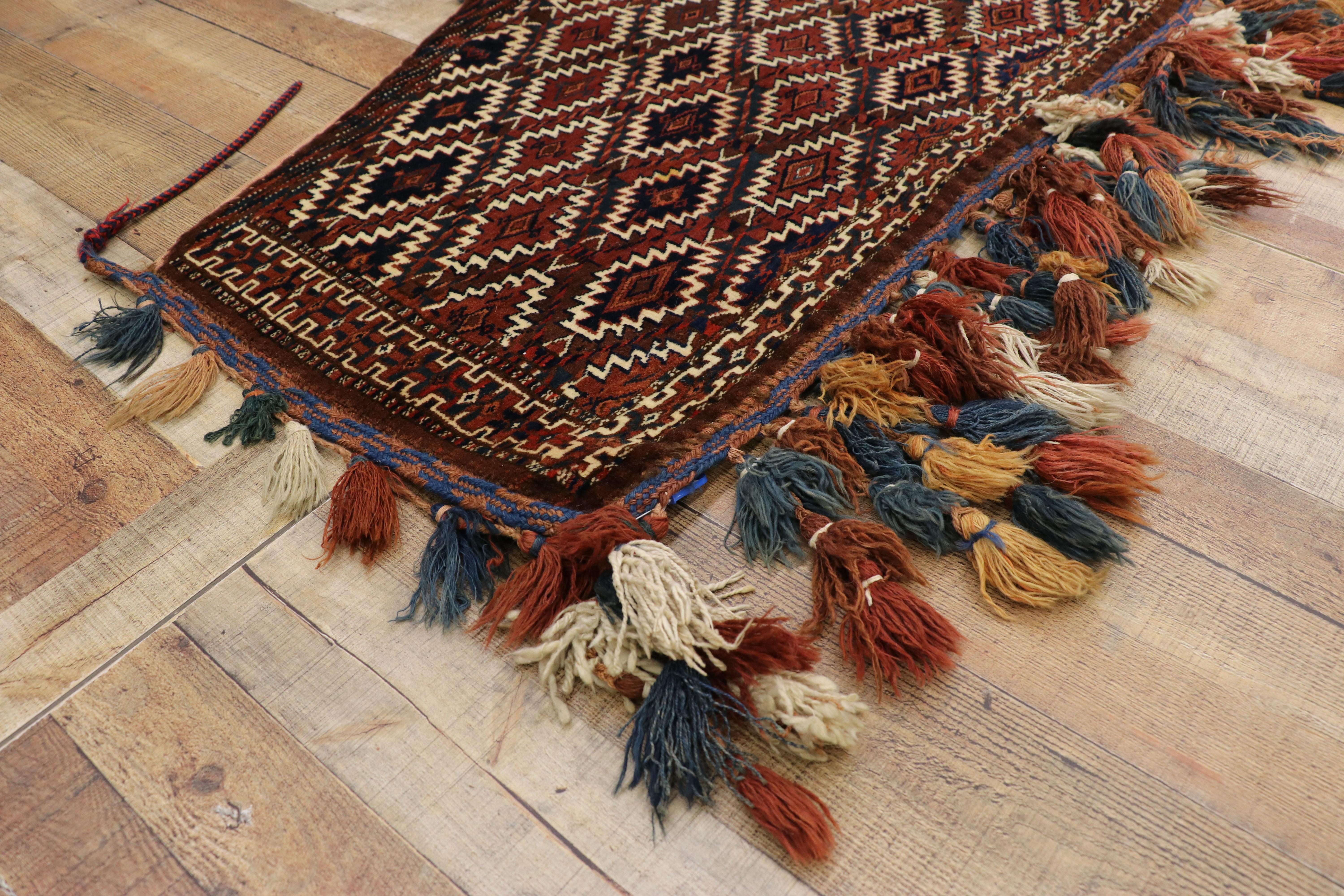 Hand-Knotted Antique Afghan Camel Trapping, Yomut Turkmen Wall Hanging, Tribal Textile