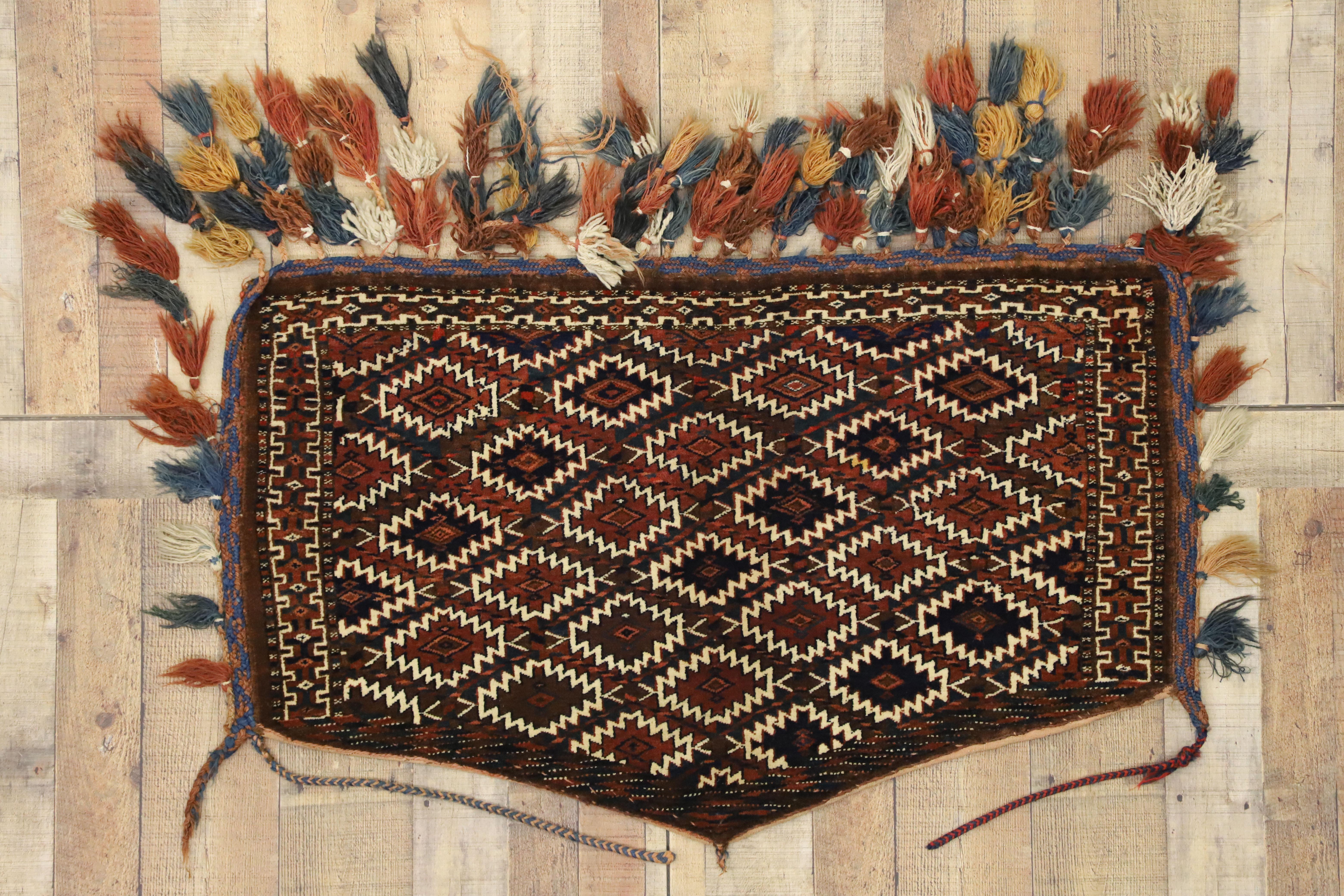 20th Century Antique Afghan Camel Trapping, Yomut Turkmen Wall Hanging, Tribal Textile
