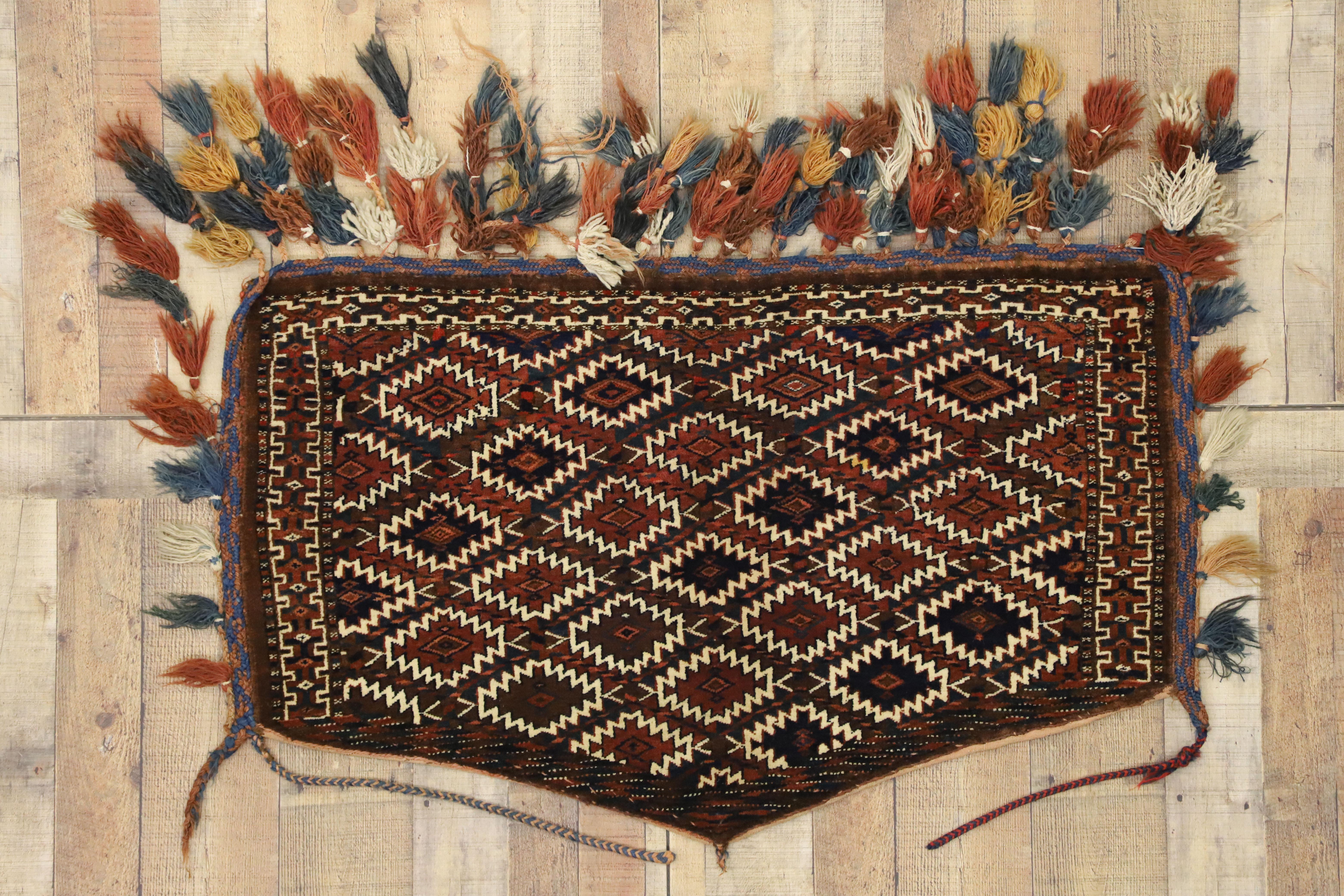 20th Century Antique Afghan Camel Trapping, Yomut Turkmen Wall Hanging, Tribal Textile For Sale