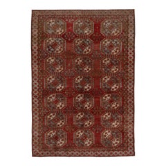 Antique Afghan Ersari Carpet, Red Field, Allover Field