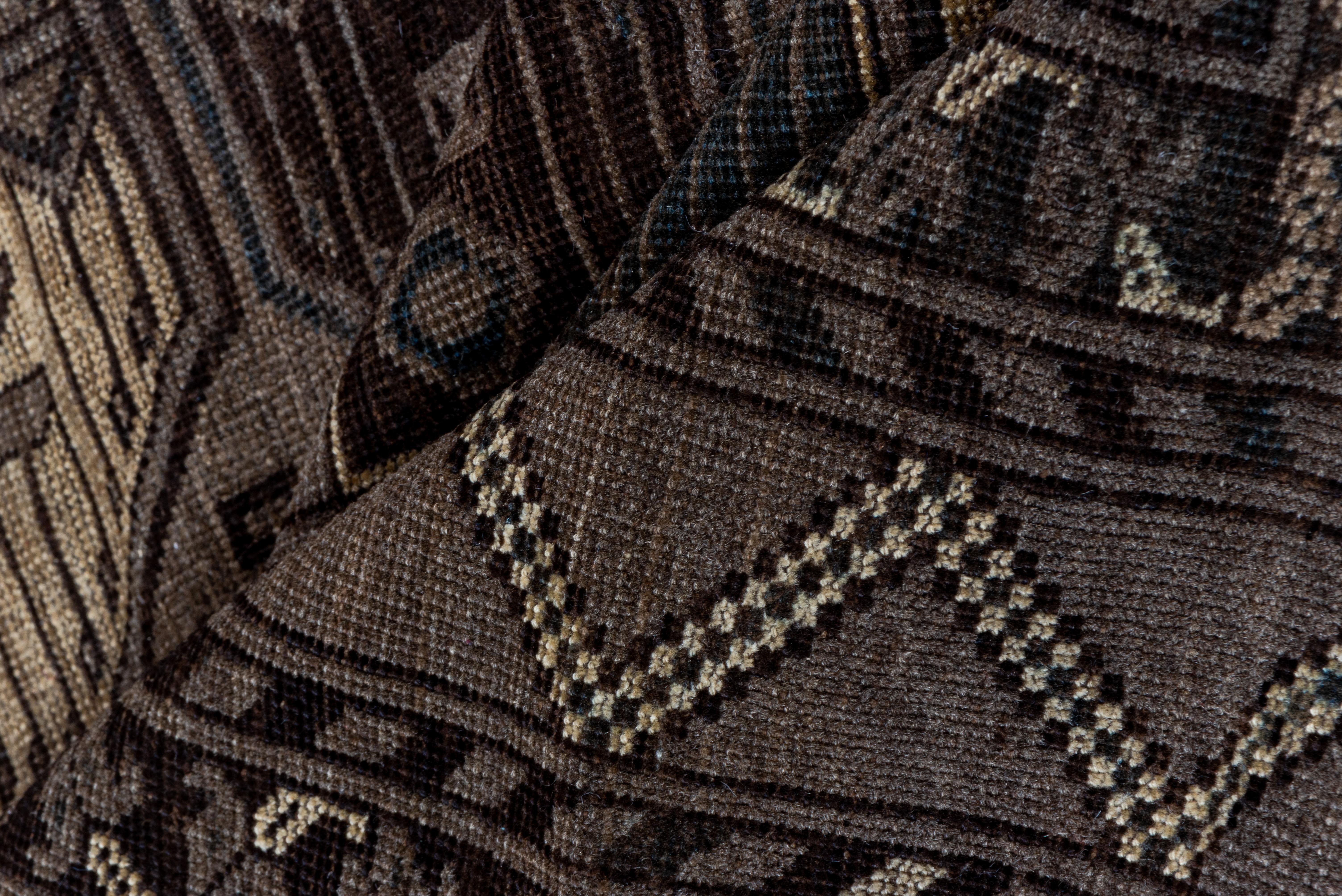 Tribal Antique Afghan Ersari Carpet, Turkmen Pattern, Circa 1930s, Brown & Gold Tones For Sale