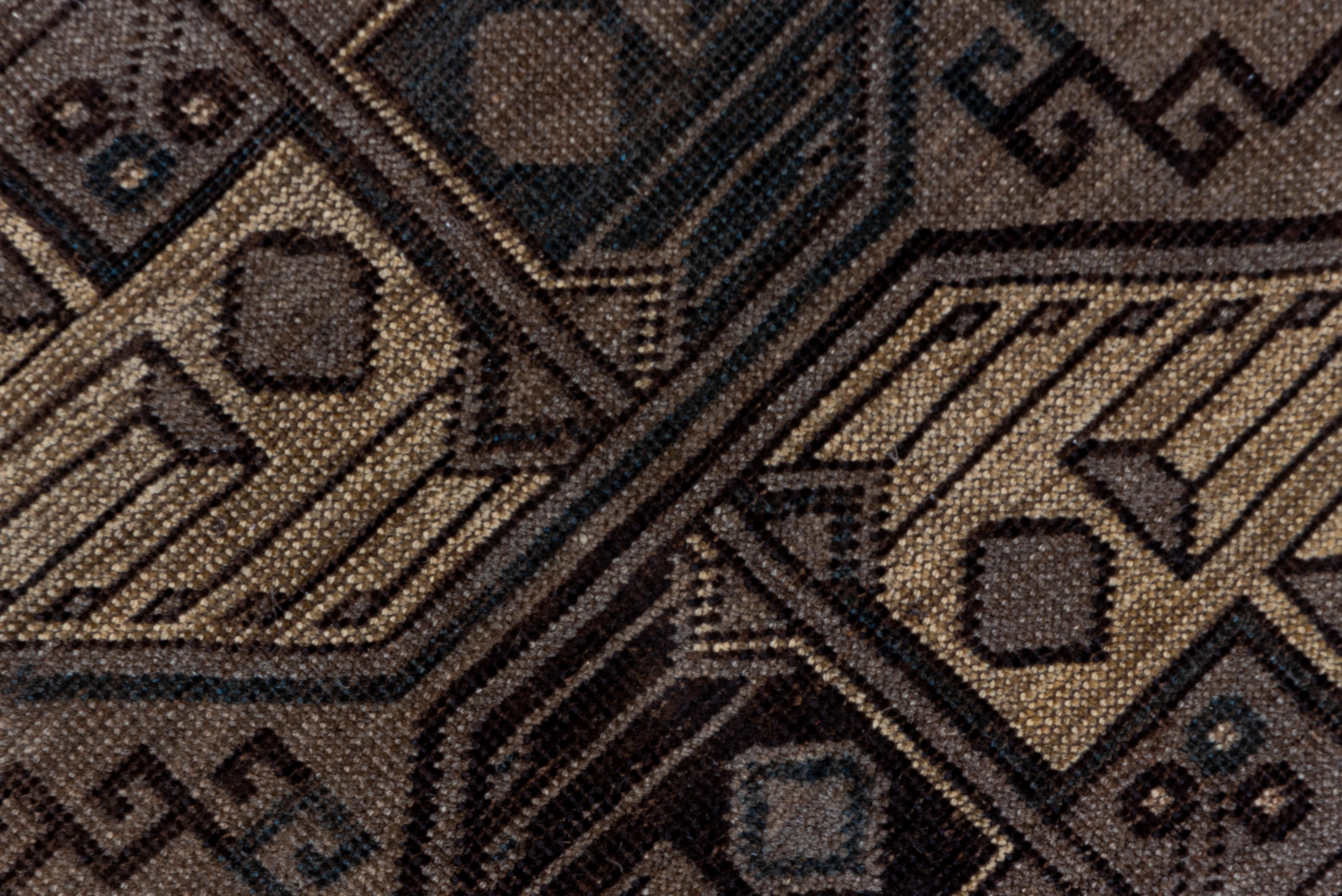 Mid-20th Century Antique Afghan Ersari Carpet, Turkmen Pattern, Circa 1930s, Brown & Gold Tones For Sale