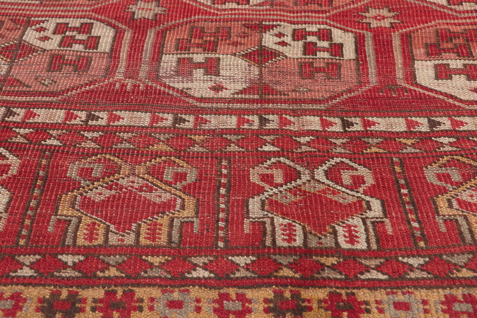 Hand-Knotted Antique Afghan Ersari Rug, Nomadic Charm Meets Maximalism For Sale