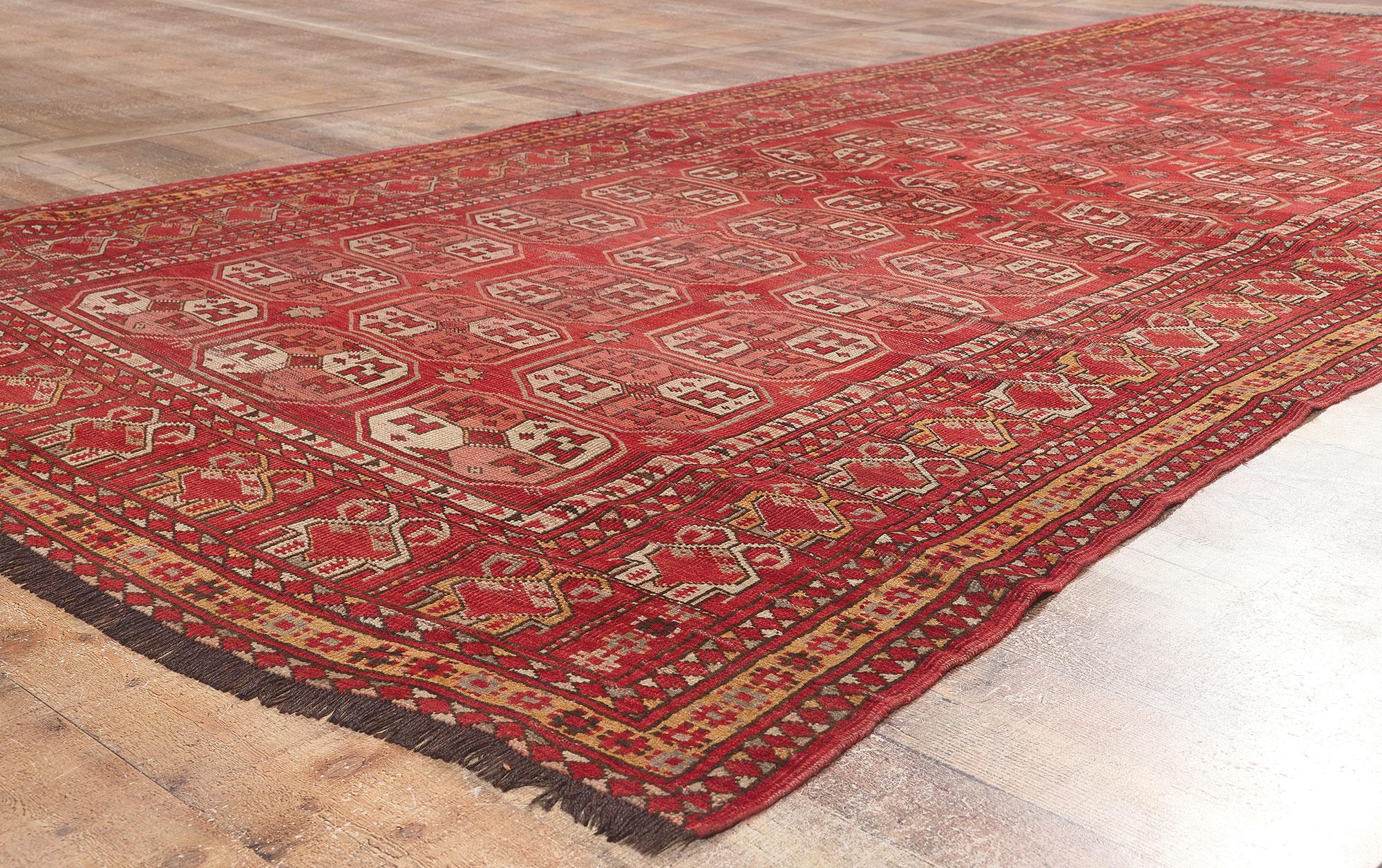 20th Century Antique Afghan Ersari Rug, Nomadic Charm Meets Maximalism For Sale