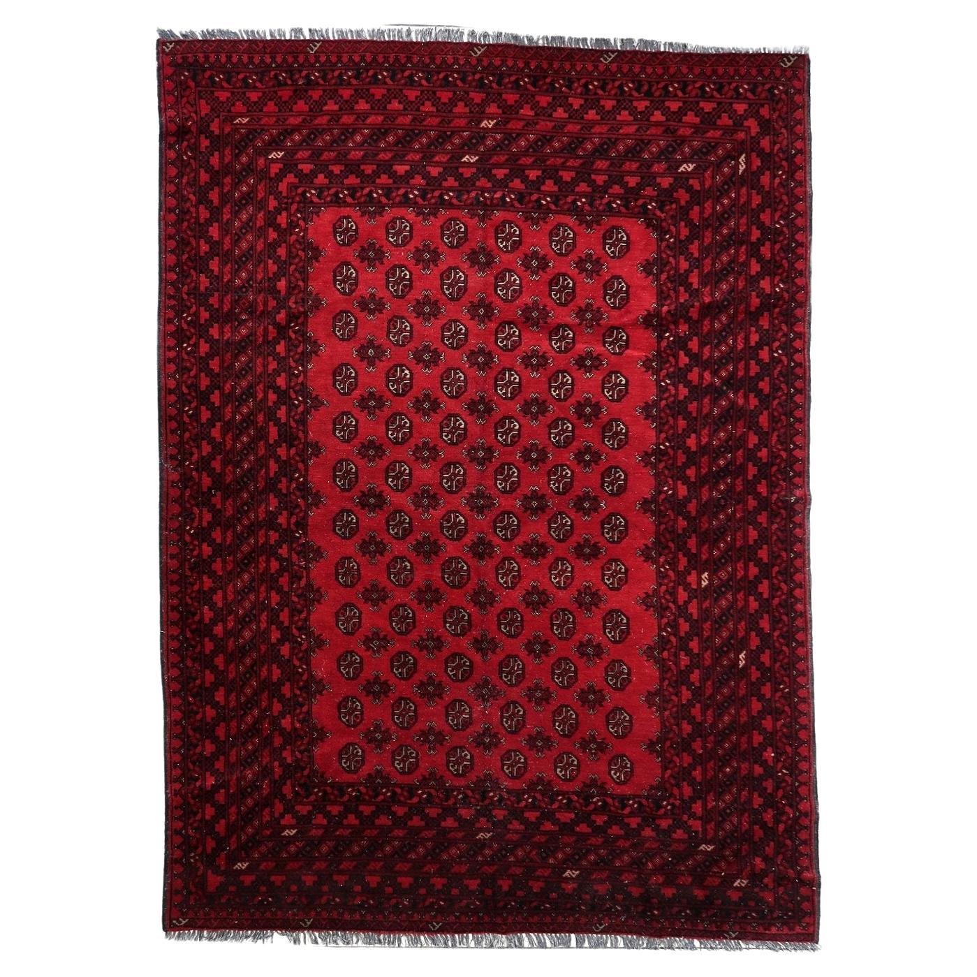 Alfombra afgana antigua Ersari, años 20, lana anudada a mano, 2,5 x 2,5 m - 1C1208 en venta