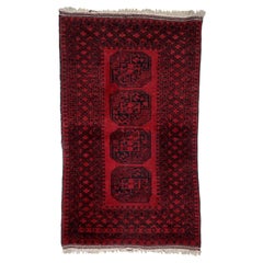 Antique Afghan Ersari Rug, 1920s Tribal Wool Elephant Foot 3.9' x 6.4' - 1C1225