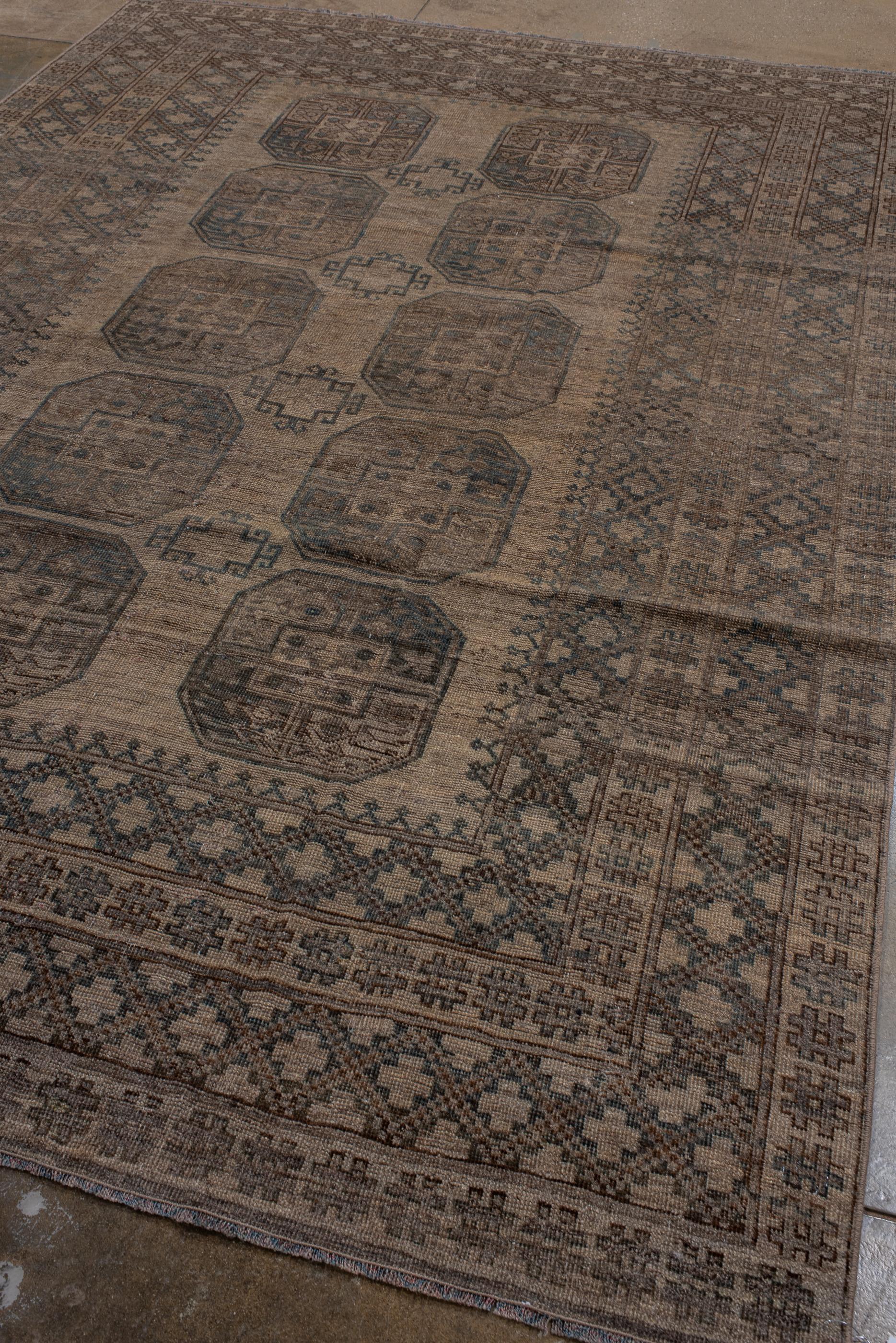 Hand-Knotted Antique Afghan Ersari Rug with Earth Tone Palette For Sale