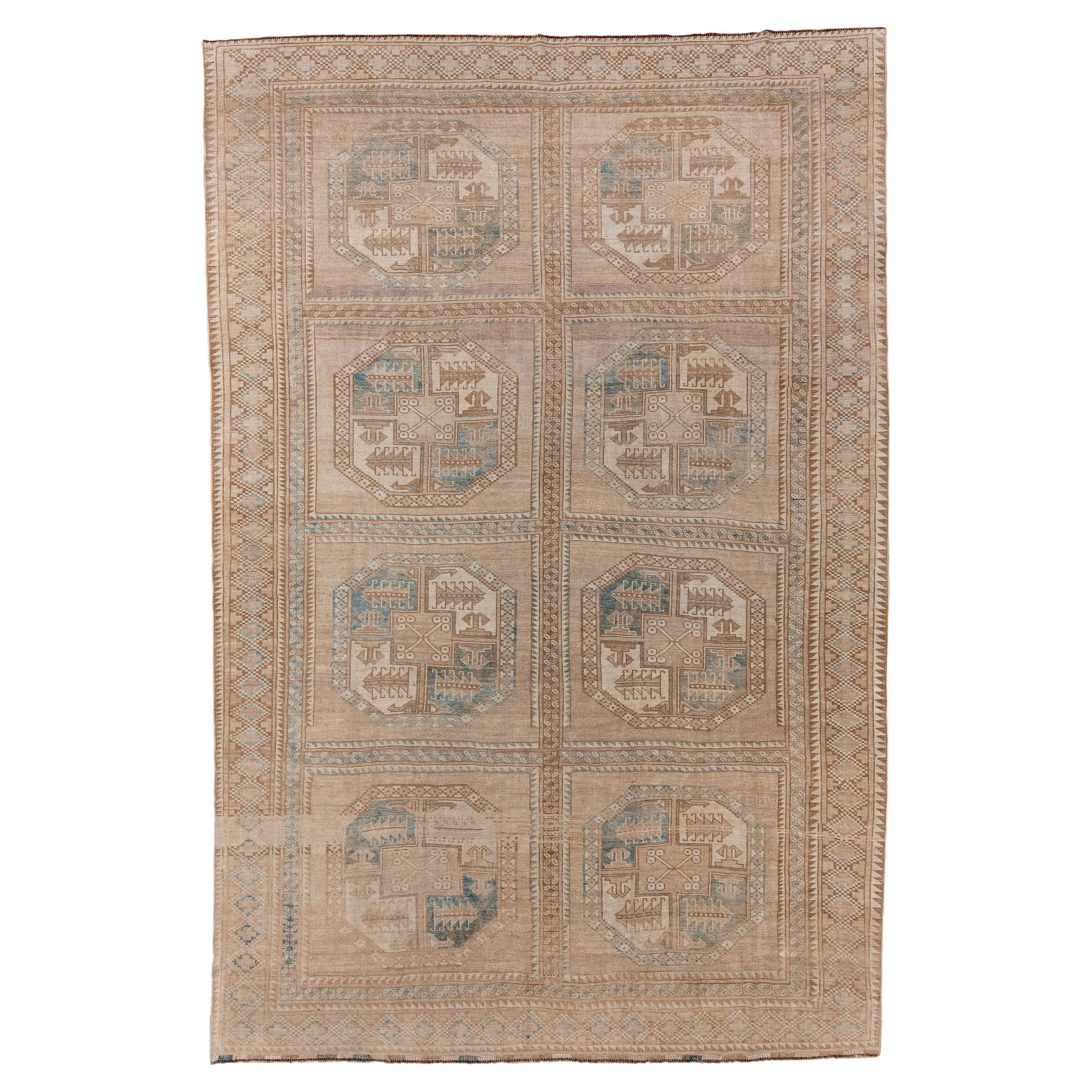 Antique Afghan Ersari Rug with Earth Tone Palette For Sale
