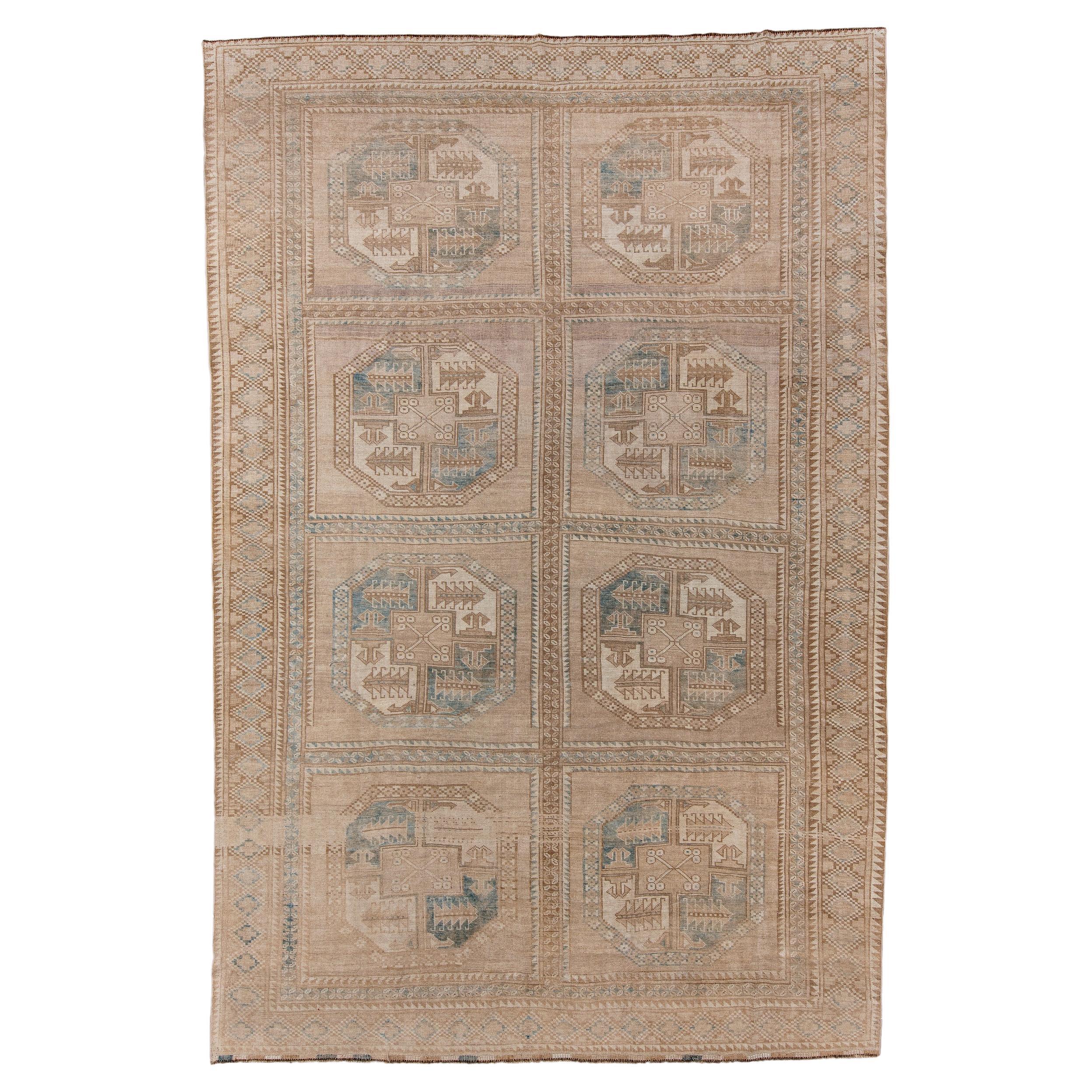 Antique Afghan Ersari Rug with Earth Tone Palette