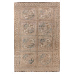 Antique Afghan Ersari Rug with Earth Tone Palette