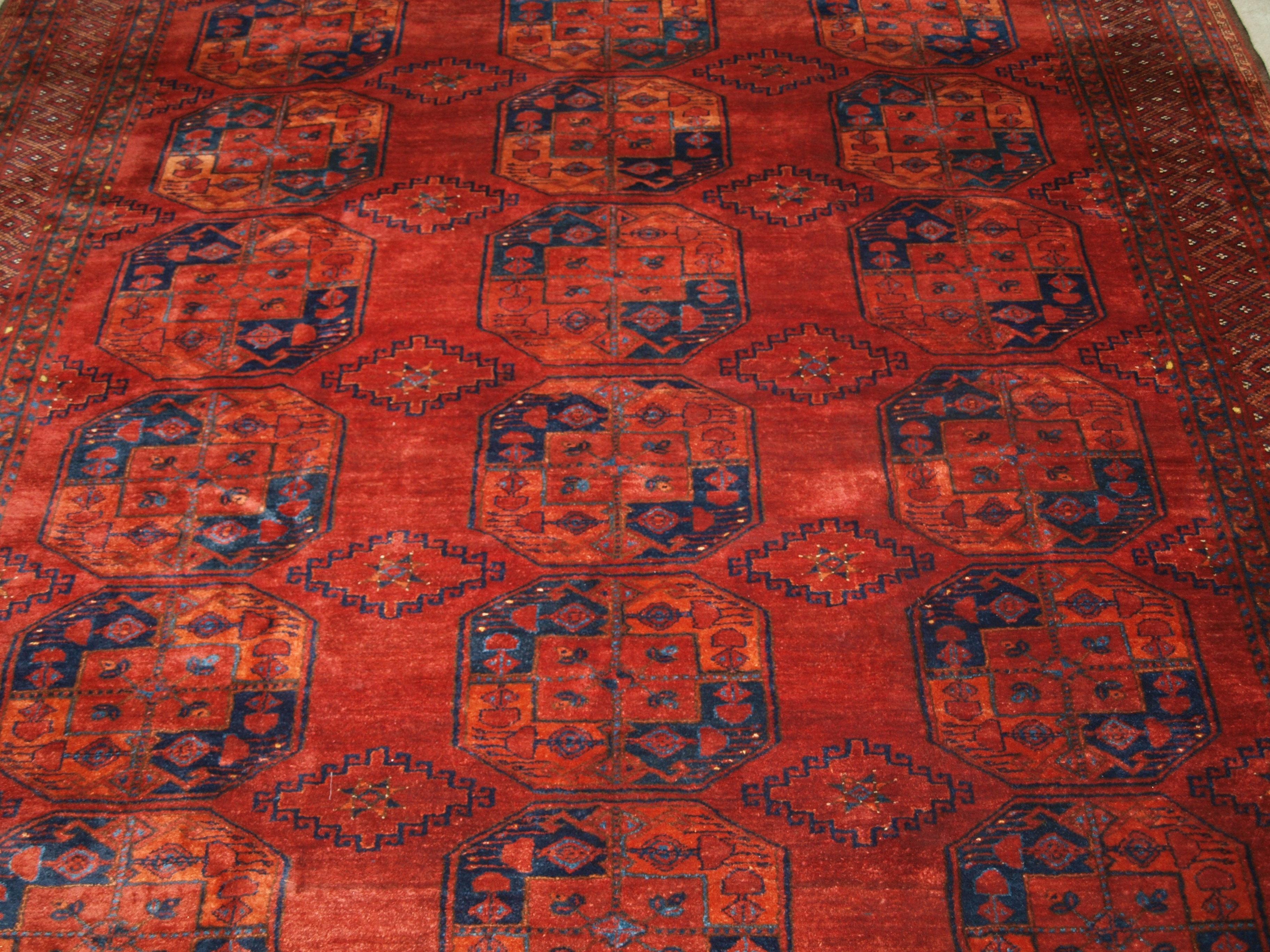 Woven Antique Afghan Ersari Turkmen Main Carpet For Sale