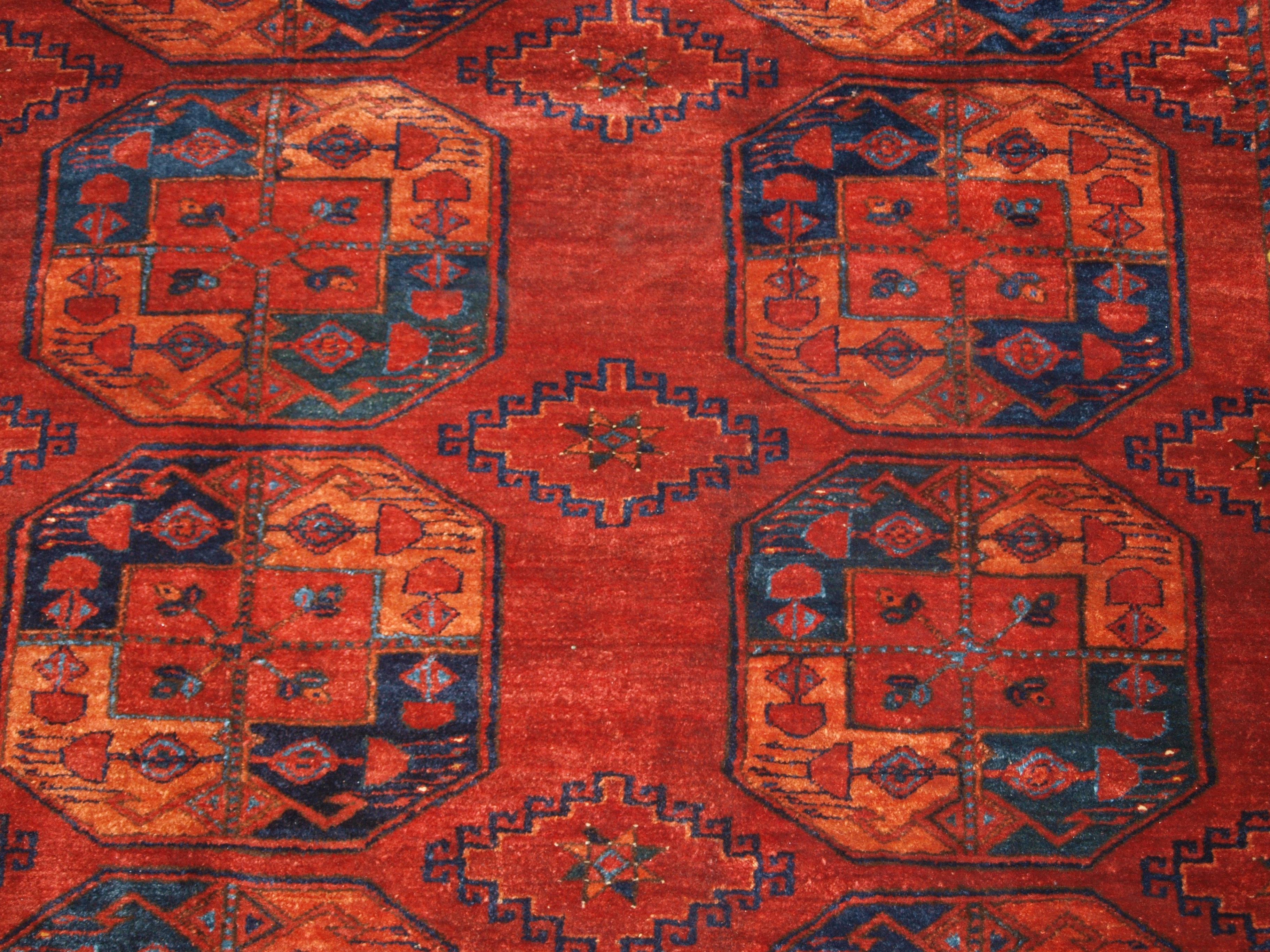 Wool Antique Afghan Ersari Turkmen Main Carpet For Sale