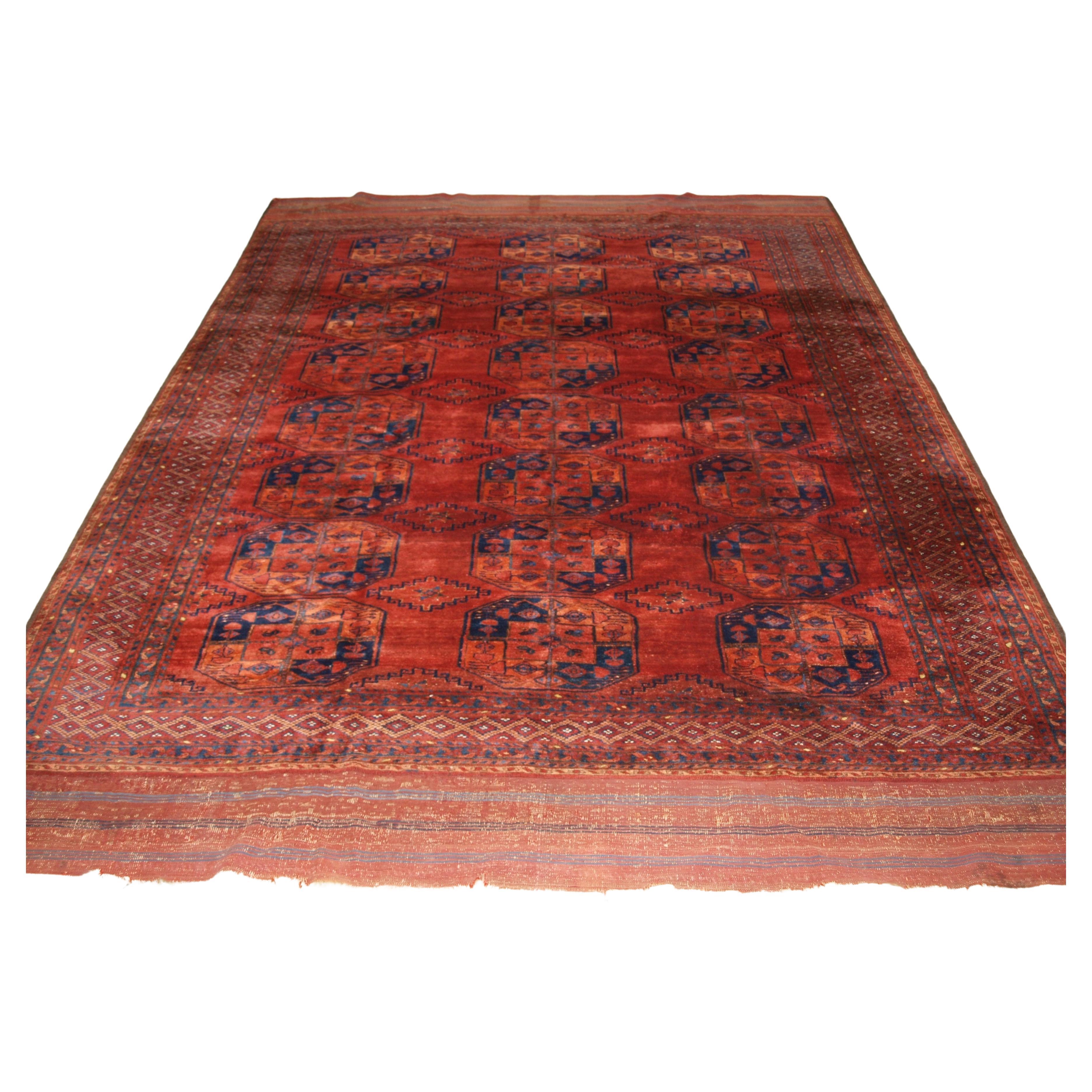 Antique Afghan Ersari Turkmen Main Carpet For Sale