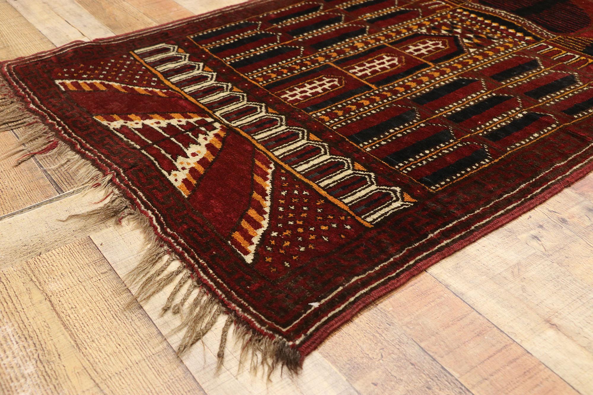 Hand-Knotted Antique Afghan Kizil Ayak Mosque Prayer Rug For Sale