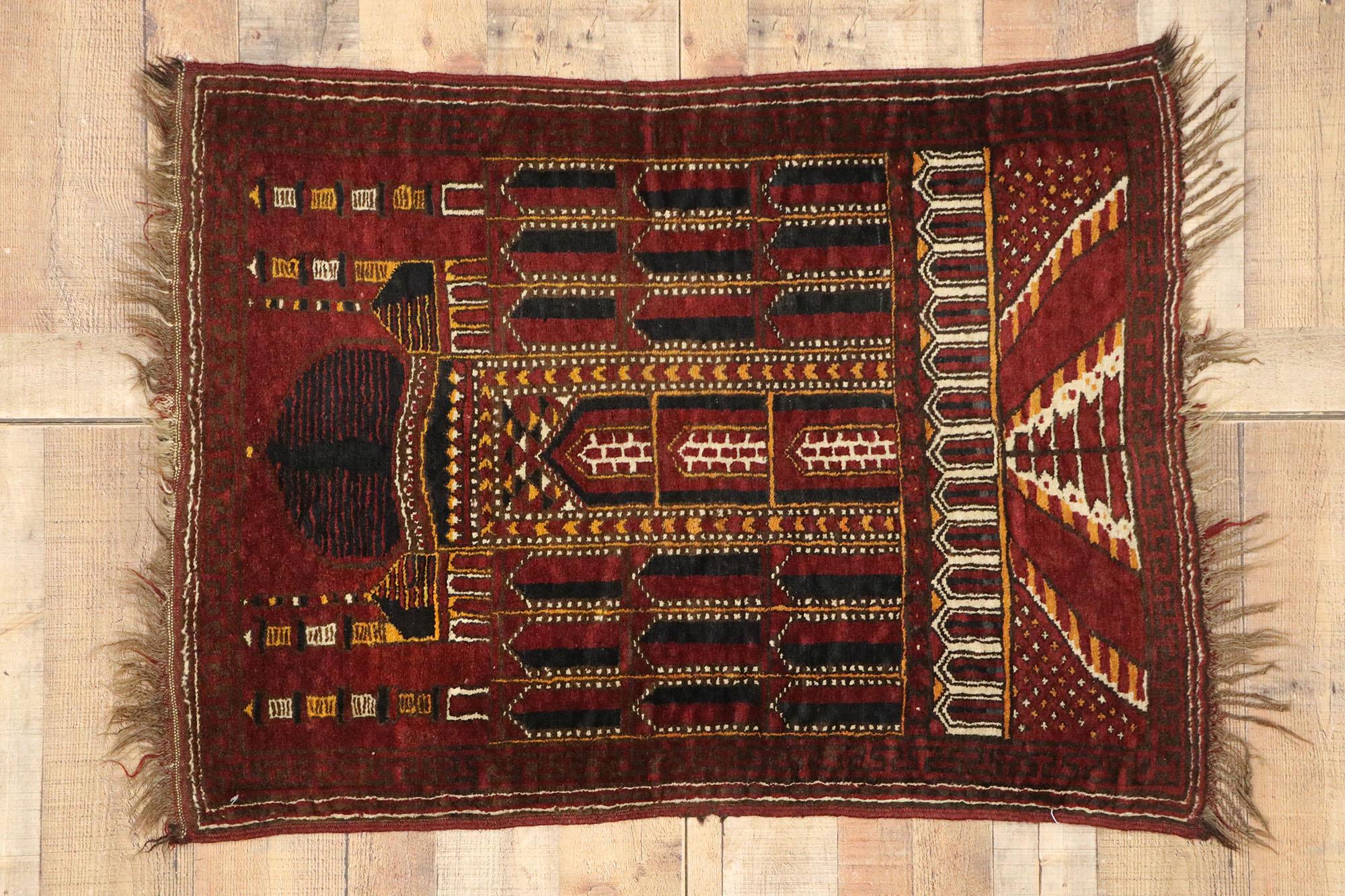 Antique Afghan Kizil Ayak Mosque Prayer Rug In Good Condition For Sale In Dallas, TX