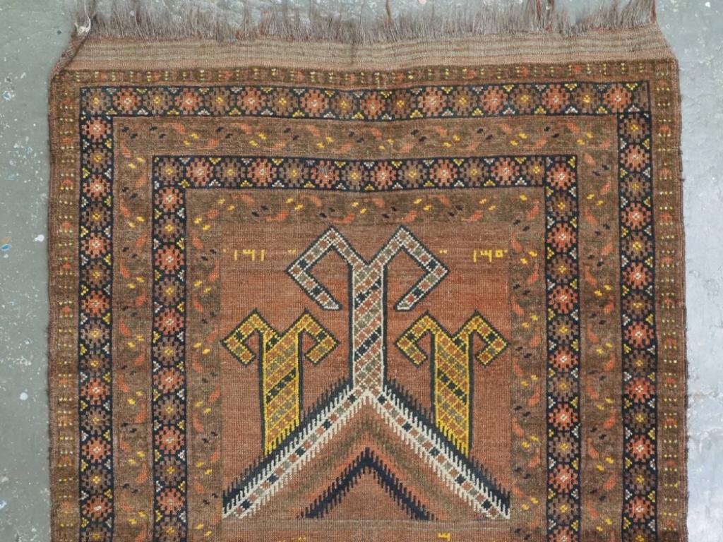 Antiker afghanischer Kizil Ayak Turkmen-Gebetteppich, datiert und beschriftet, um 1892 (Turkmenisch) im Angebot