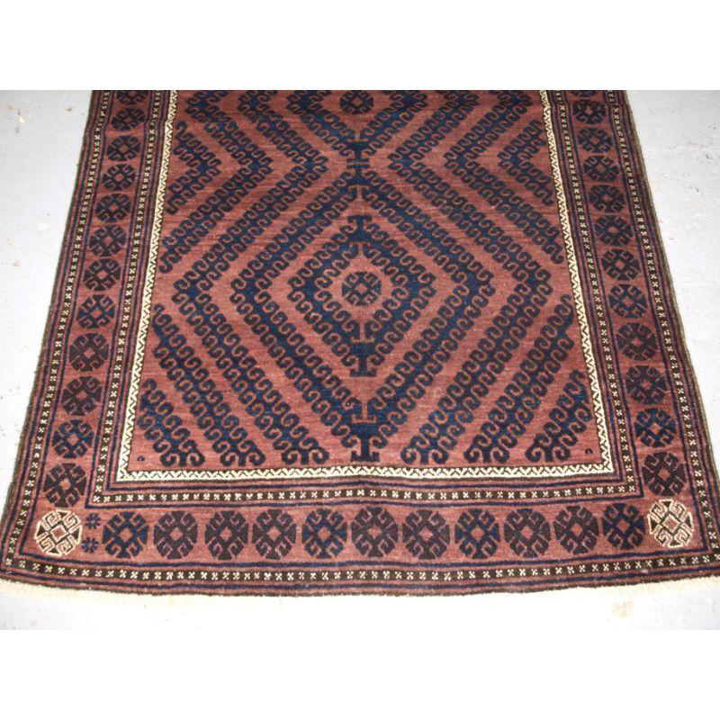 19th Century Antique Afghan Mushwani Baluch Rug, Superb Condition, circa 1900/20 For Sale