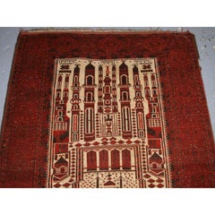 Antique Afghan Prayer Rug of Traditional Village Mosque Design