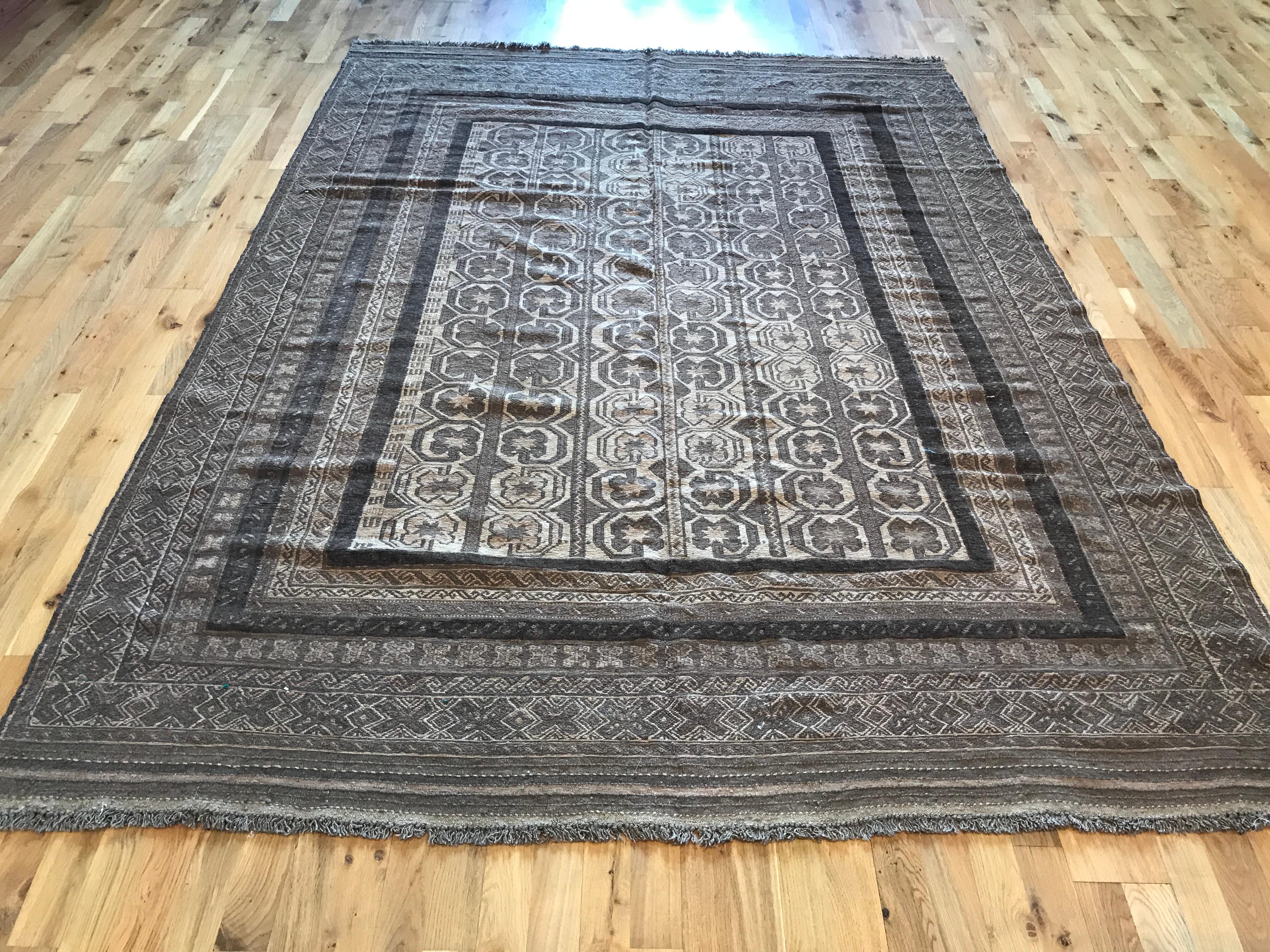 Hand-Woven Antique Afghan Rug For Sale