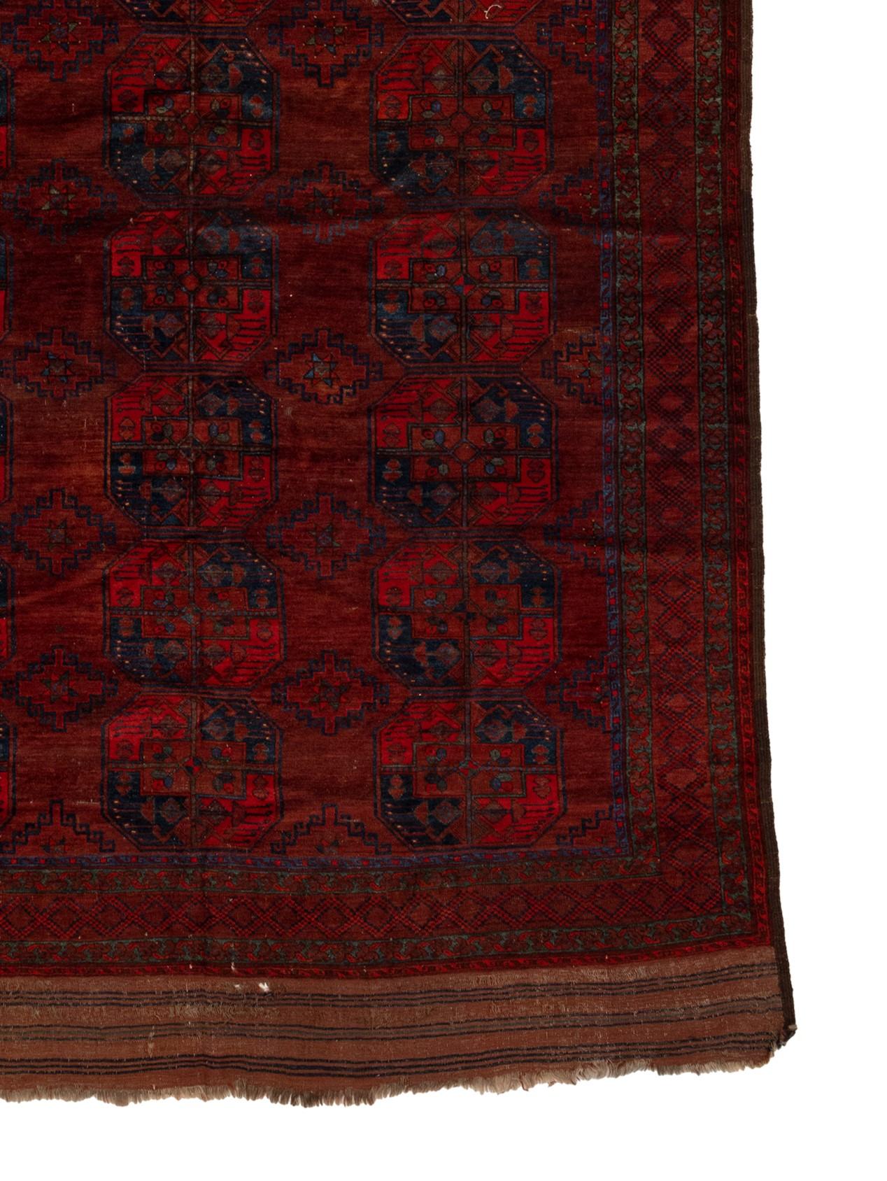 Hand-Knotted Antique Afghan Rug with Elephant Feet Design  For Sale