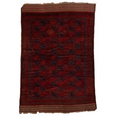 Antique Afghan Rug with Elephant Feet Design