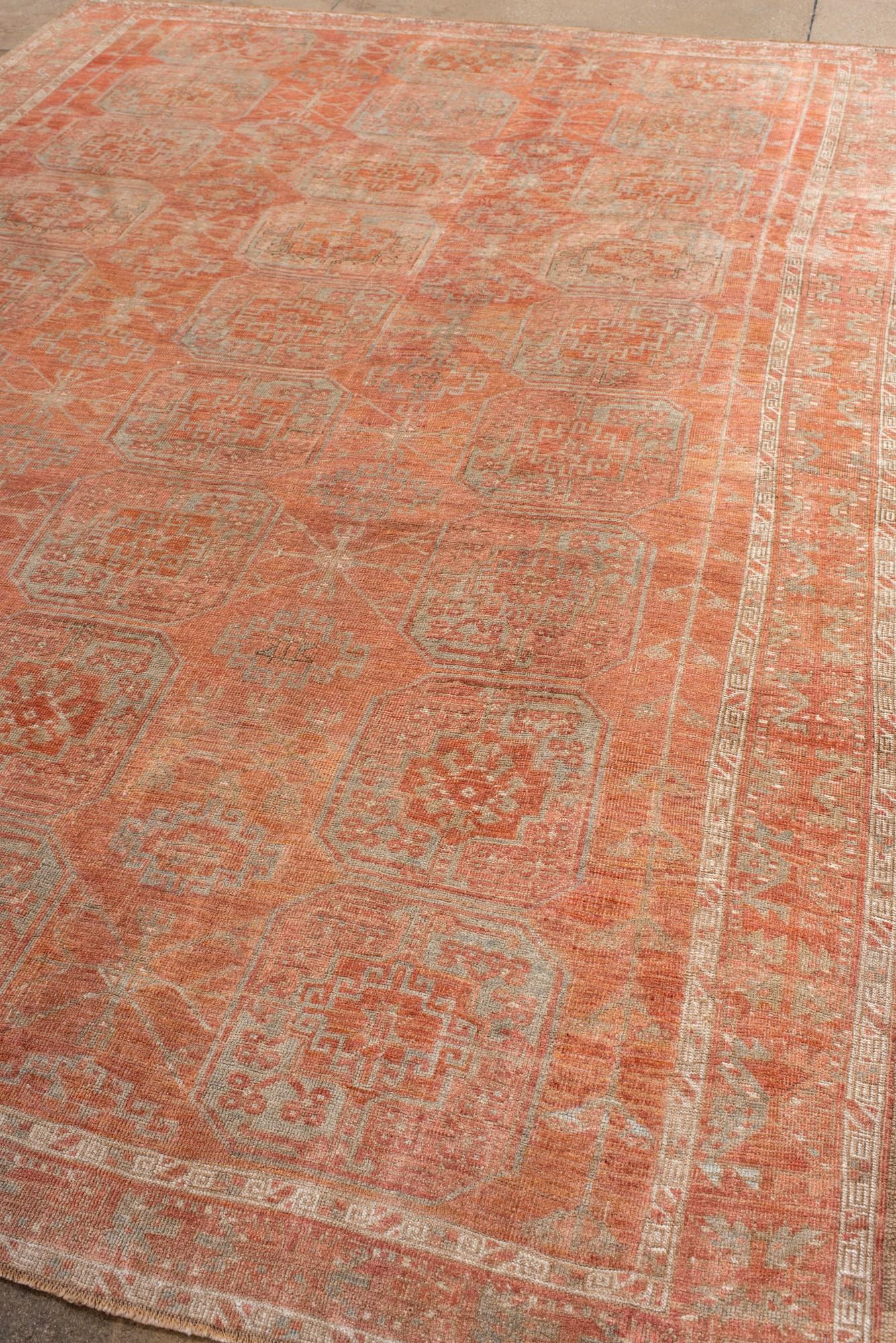 Hand-Knotted Antique Afghan Rug with Repeating Gul Motifs For Sale