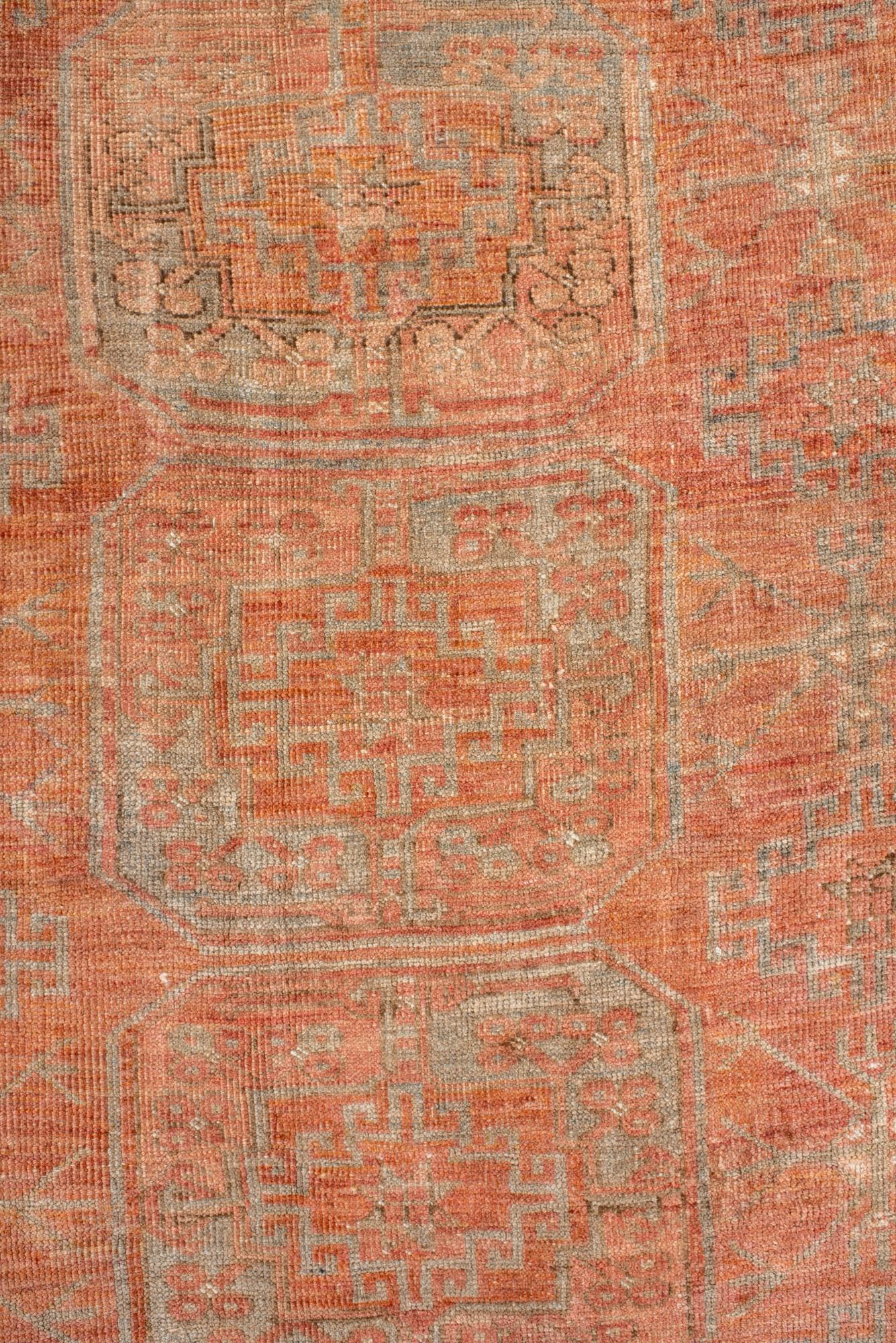 Antique Afghan Rug with Repeating Gul Motifs In Good Condition For Sale In New York, NY