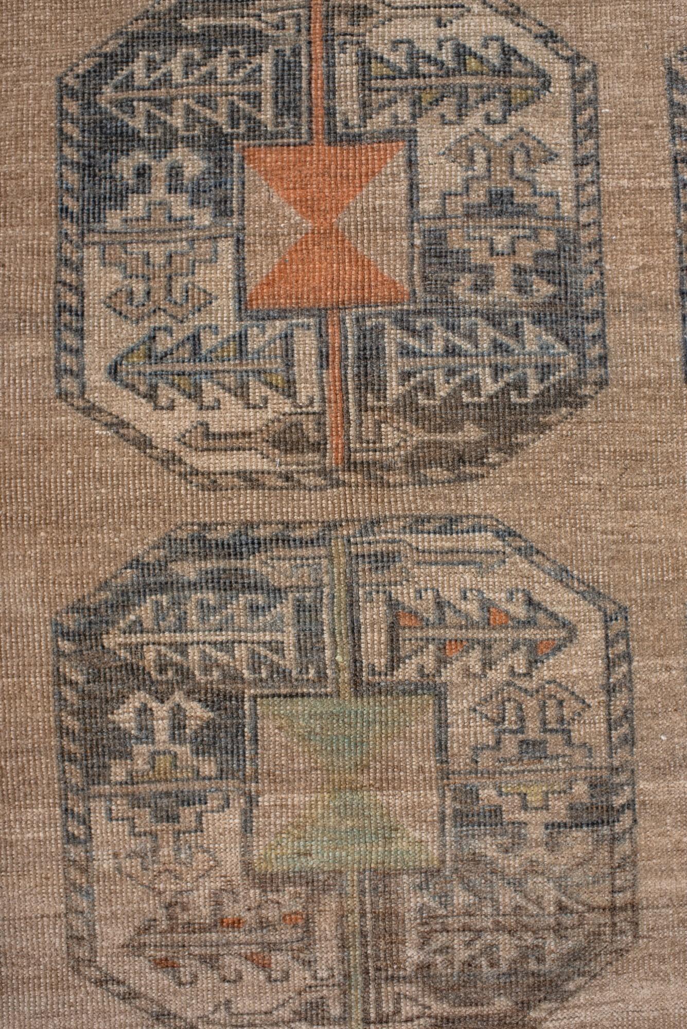 Antique Afghan Rug with Repeating Octagonal Gul Design In Good Condition For Sale In New York, NY